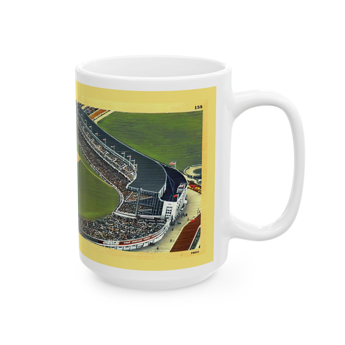 Vintage New York Postcard Yankee Stadium Ceramic Mug — Vintage Ballpark Panorama (11oz & 15oz)