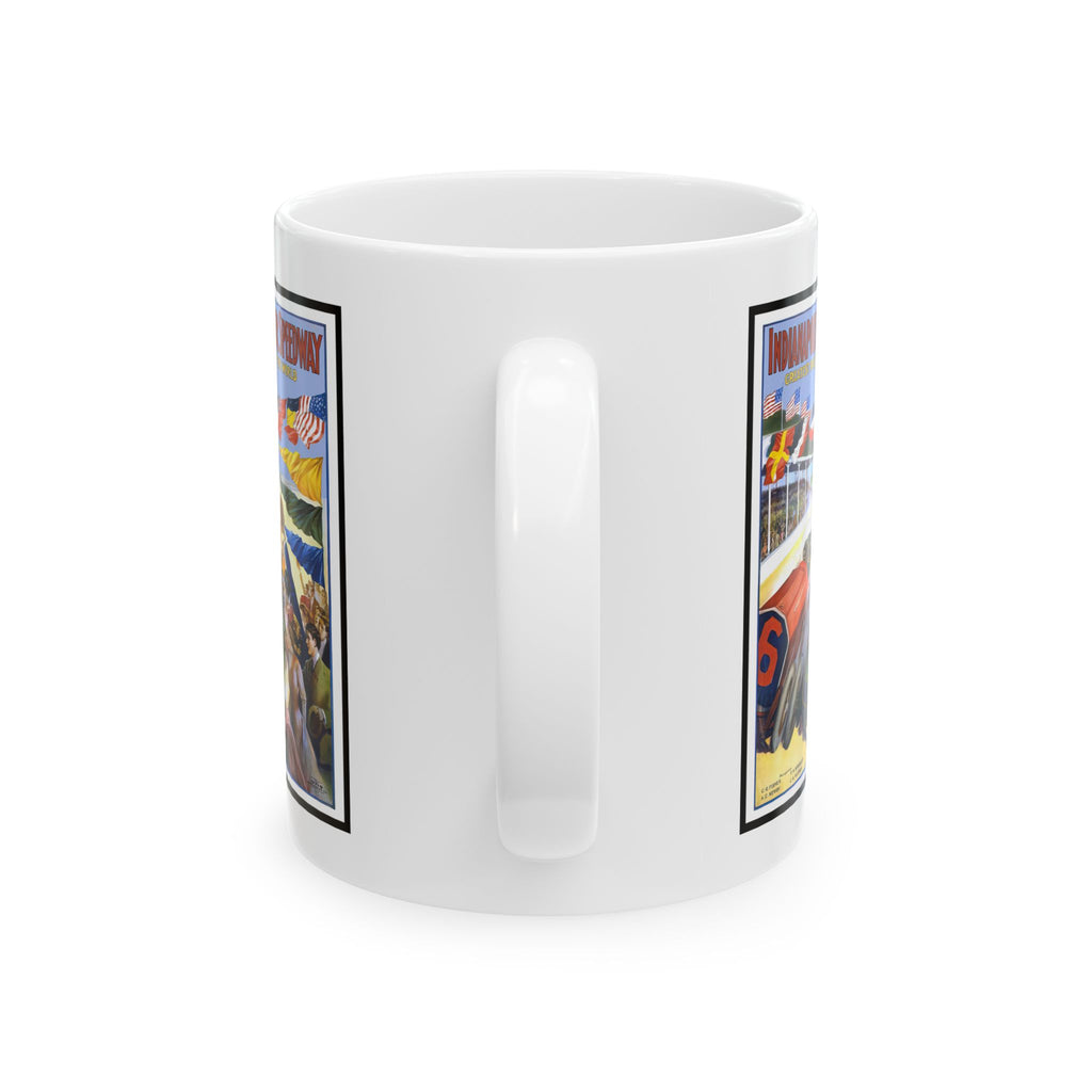 Vintage Indy 500 Ceramic Mug, Retro Racing Cup, Gift for Car Enthusiasts, Coffee Lover, Father's Day Present, Speedway Racing Fan, Vintage