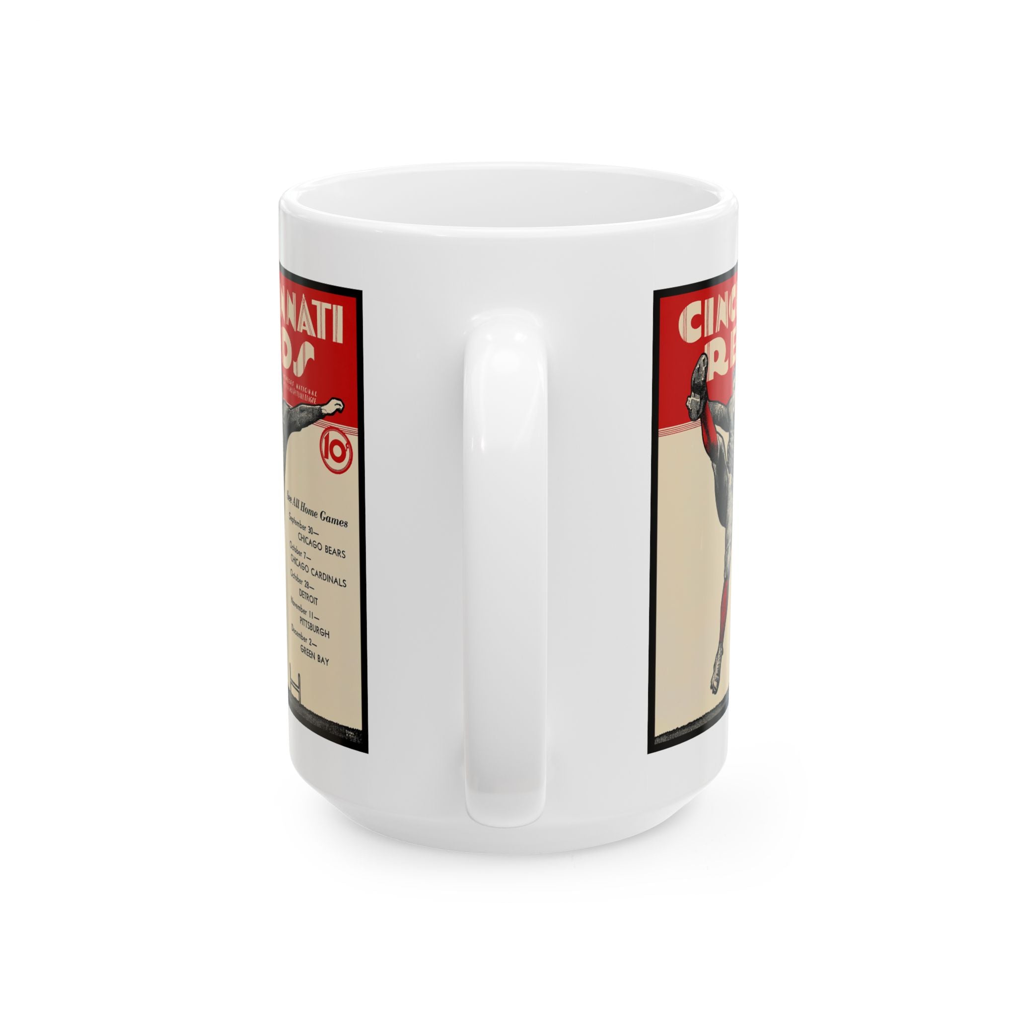 Ceramic Mug, 1934 Football Cincinnati Reds, Vintage Sports Drinkware, Sports Fan Gift, Baseball Team Mug, Retro Baseball Fan Cup, Gift for