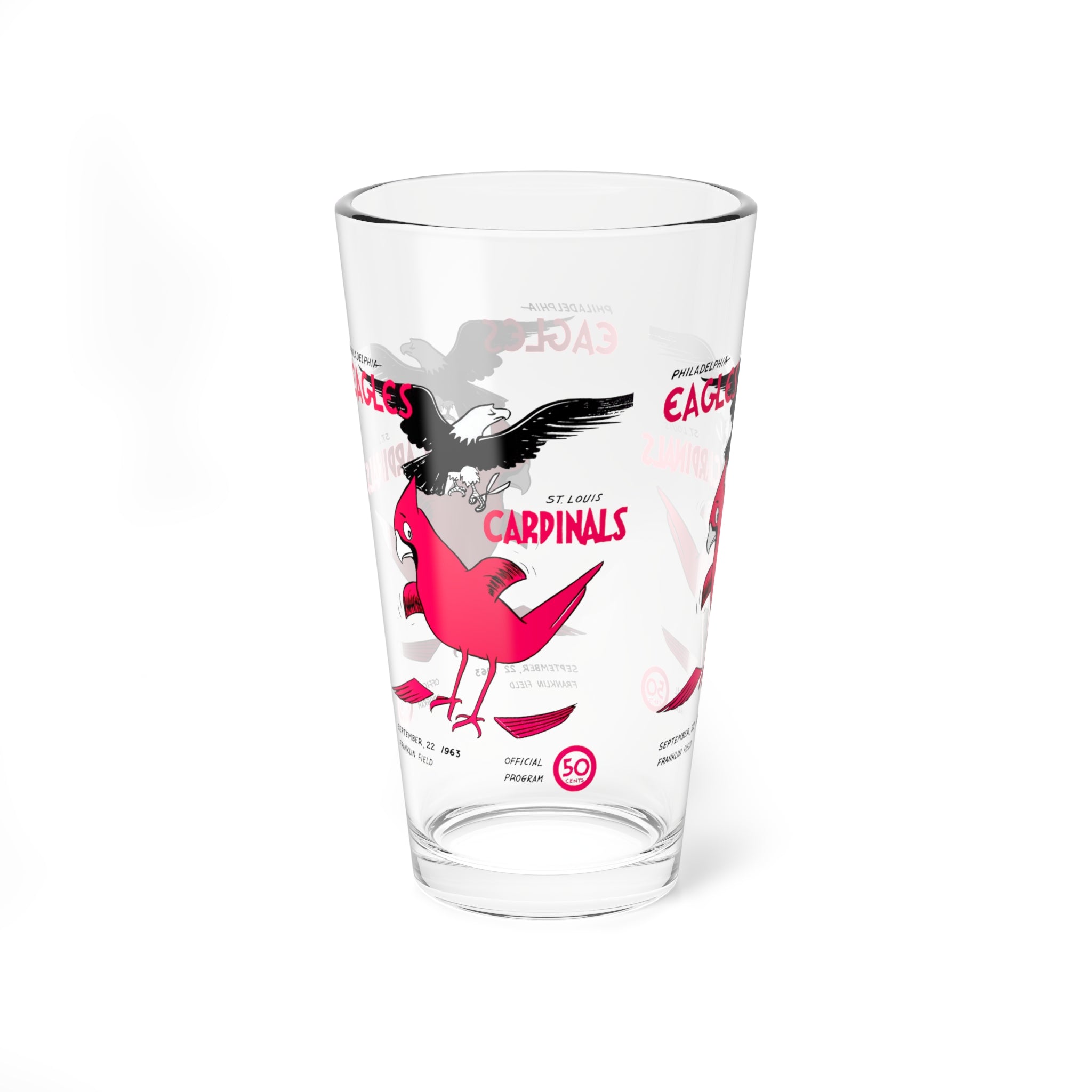 1963 Vintage St Louis Cardinals - Philadelphia Eagles Football Program Cover -  Pint Glass, 16oz