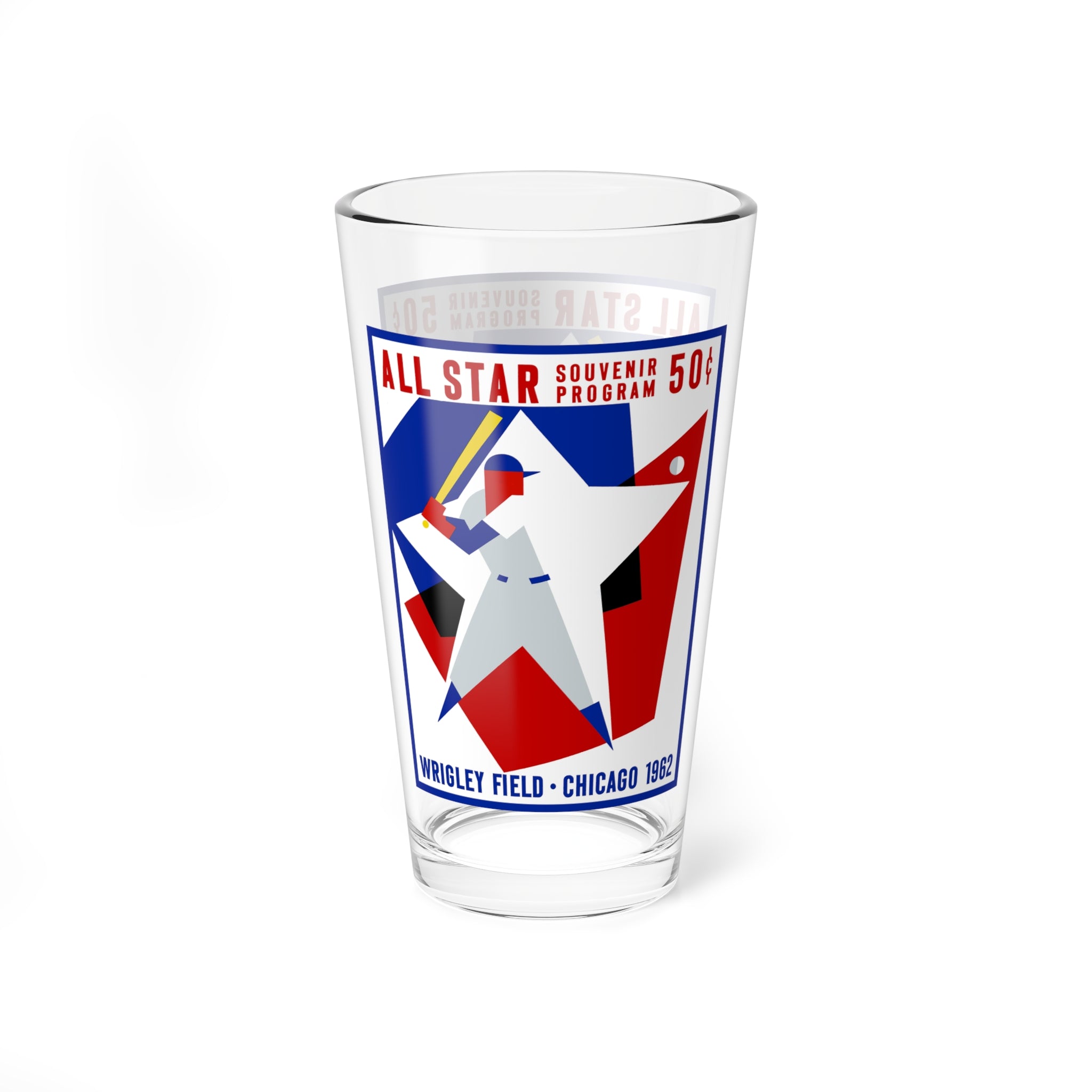 Baseball All-Star Souvenir 16oz Mixing Glass — Vintage 1962 Baseball Program Design- Wrigley Field