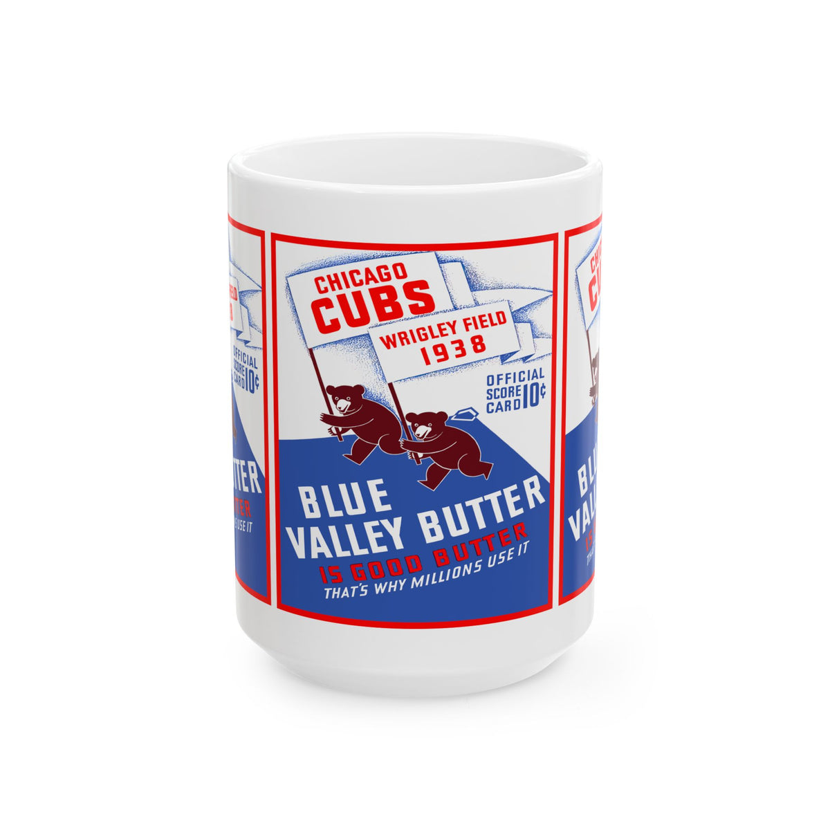 1938 Chicago Cubs Retro 'Blue Valley Butter' Ceramic Mug (11oz & 15oz)