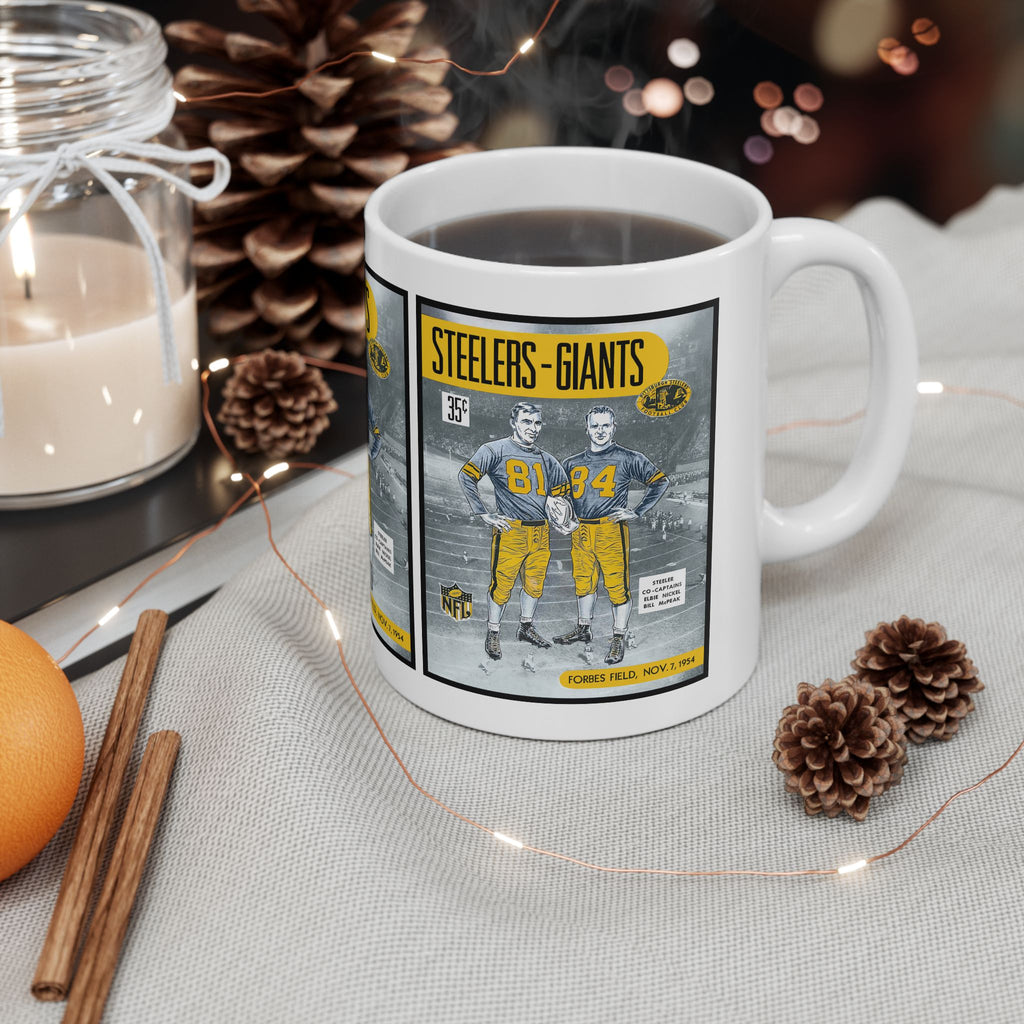 1954 Football Giants vs Steelers Ceramic Mug — Vintage Game Day Coffee Cup (11oz, 15oz)