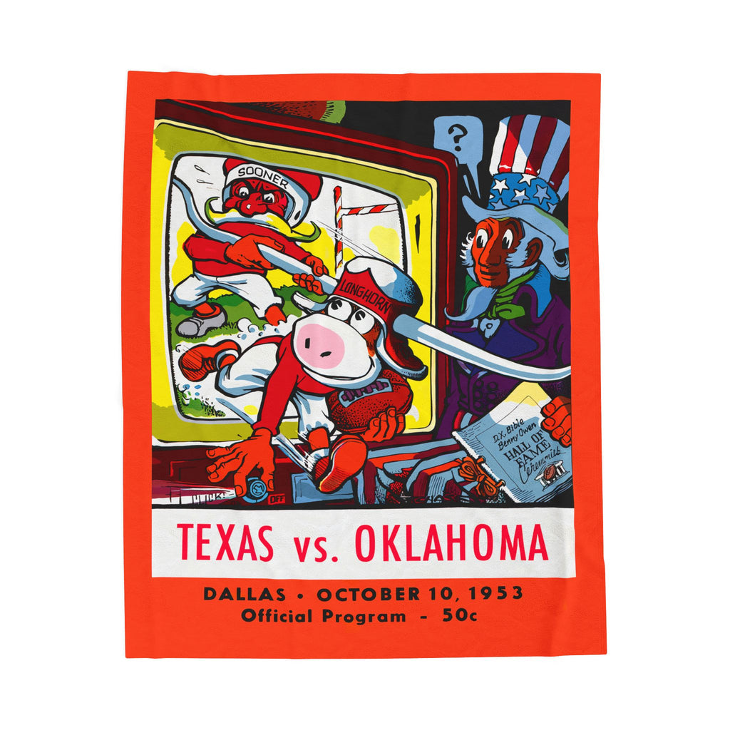 Plush Blanket, 1953 Football Texas Oklahoma Throw Blanket, Sports Fan Gift, Game Day Decor, College Football Memorabilia, Bedroom Decor