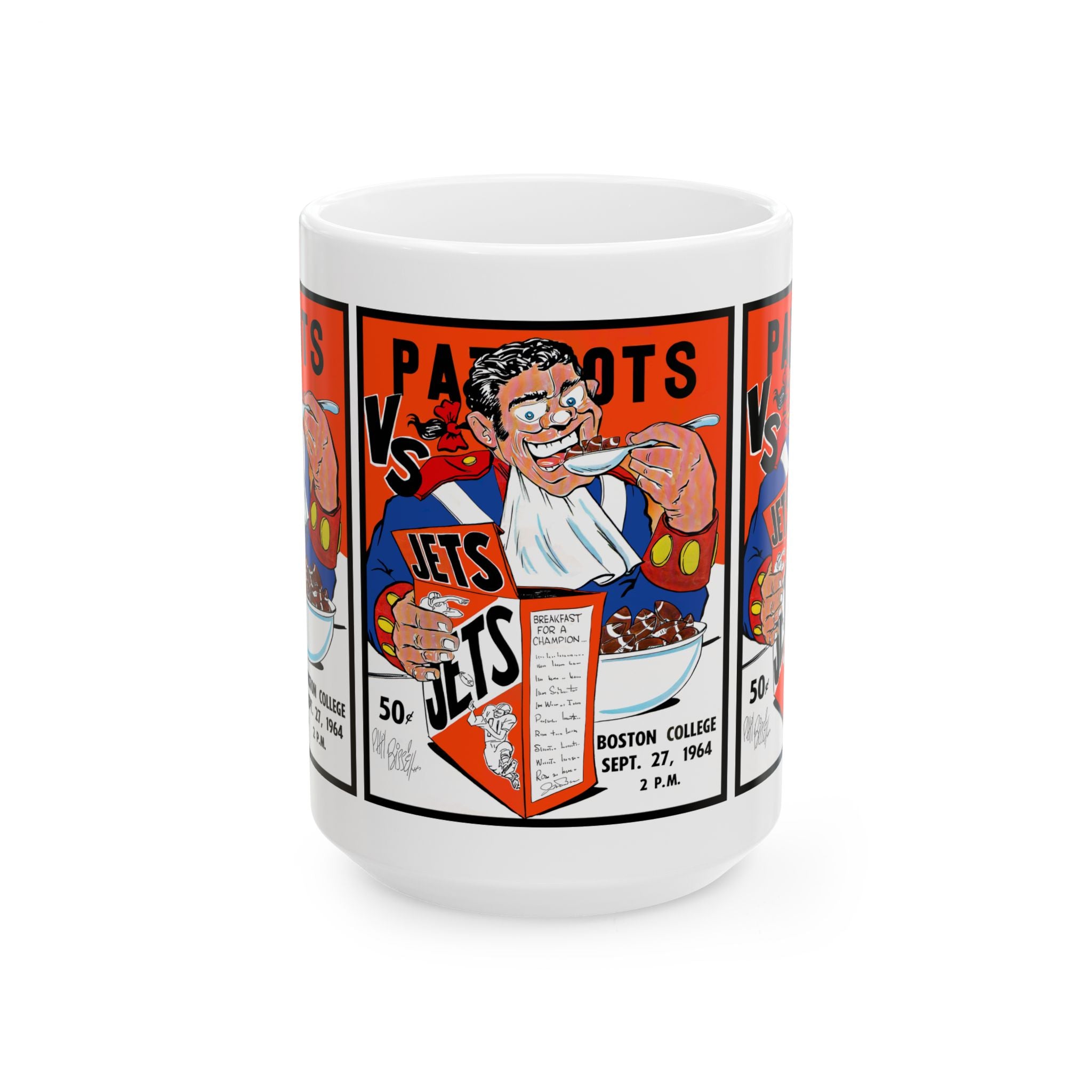 1964 Patriots vs Jets Football Mug | Retro Game Score Ceramic Coffee Cup 11oz and 15oz