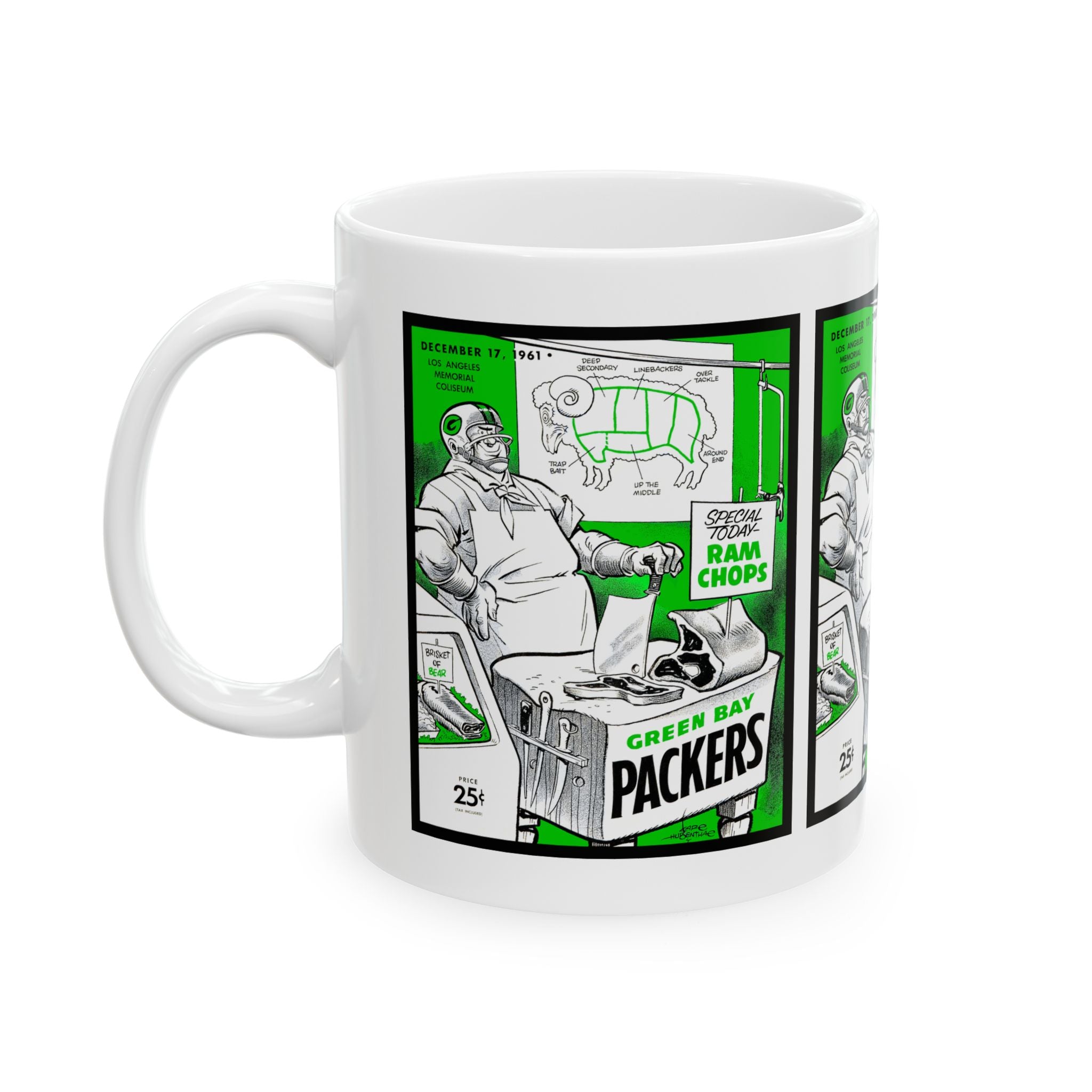 1961 Vintage Green Bay Packers - Los Angeles Football Program Cover - Ceramic Mug, 11oz