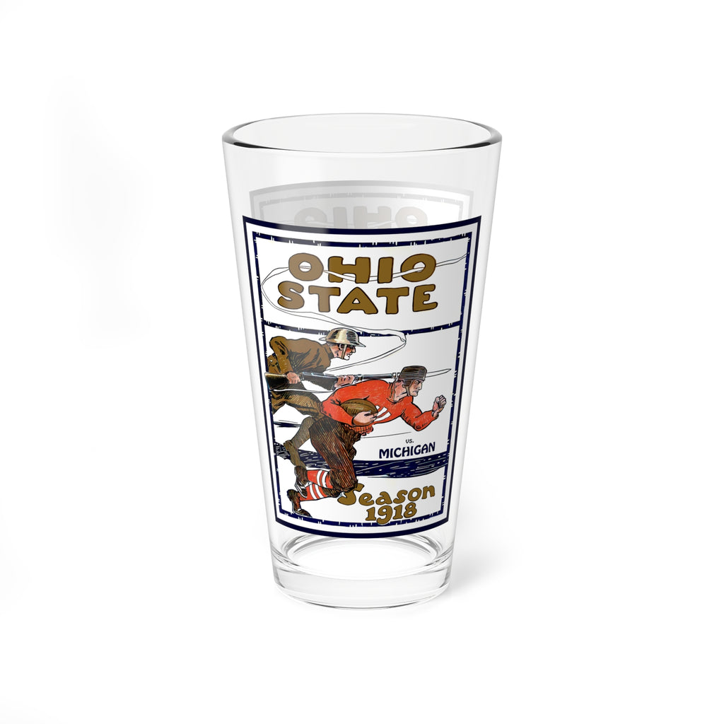 Mixing Glass, 16oz - Vintage 1918 Football Ohio State-Michigan, Perfect for Game Day Drinks, Football Fans Gift, Sports Barware, Tailgating