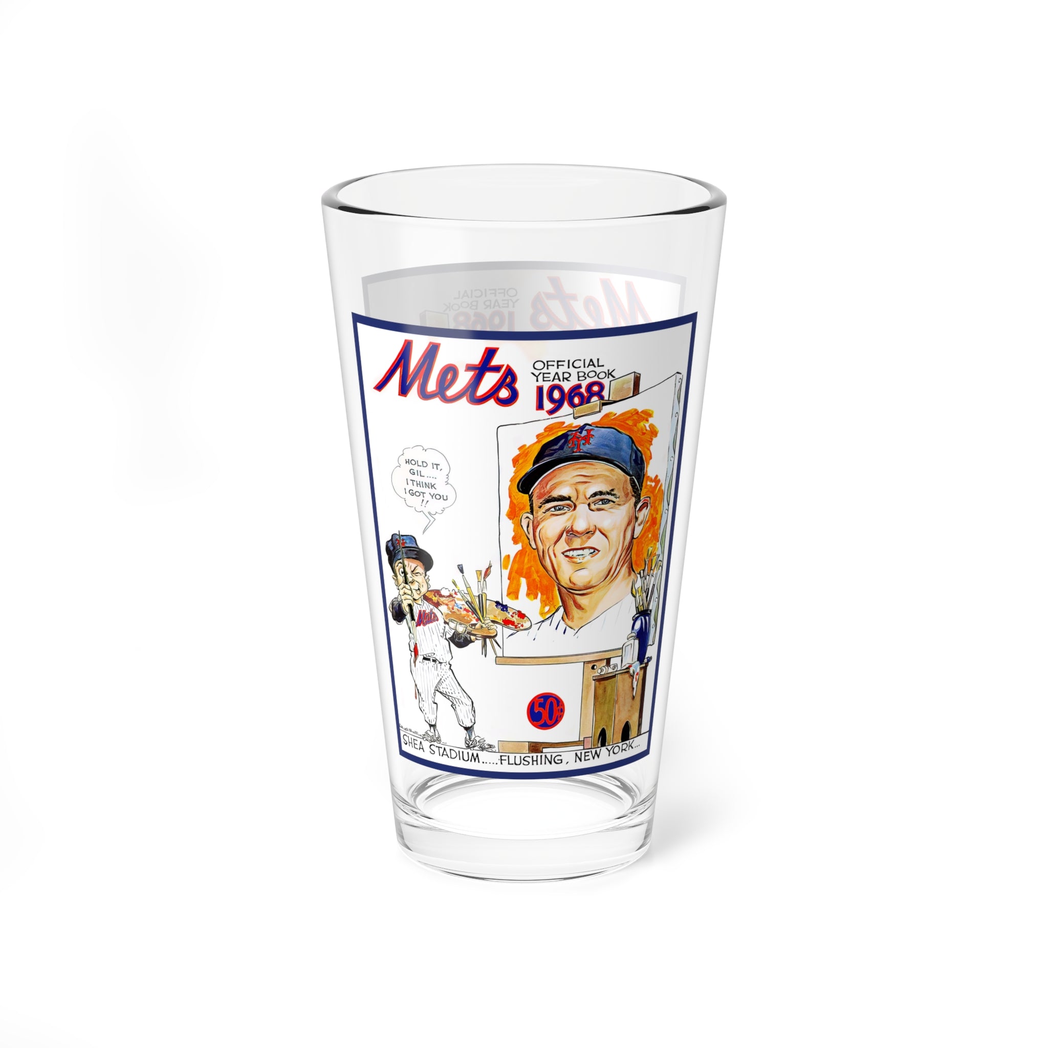Mixing Glass, 16oz - 1968 New York Mets Baseball - Gil Hodges, Vintage Sports Barware, Gift for Baseball Fans, Sports Memorabilia Decor,