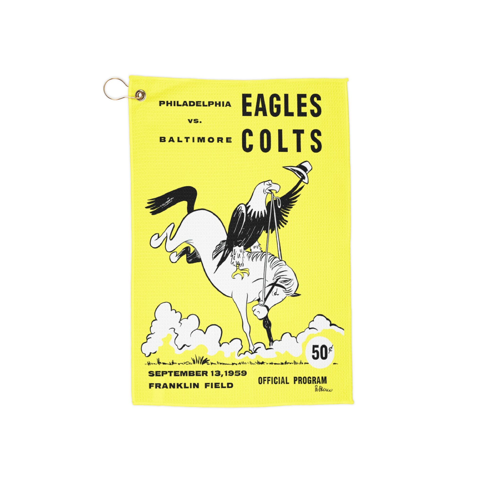 Sports Towels, 1959 Football Colts-Eagles Design, Golf Towels, Golf Accessories, Sports Memorabilia, Golf Gift, Golf Decor, Golf