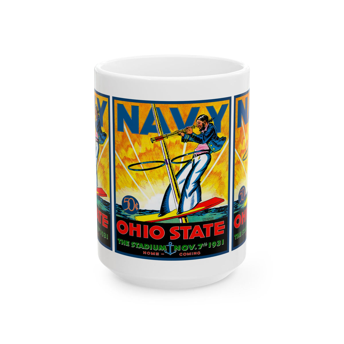 1931 Navy vs Ohio State Vintage Football Program Ceramic Mug (11oz & 15oz)