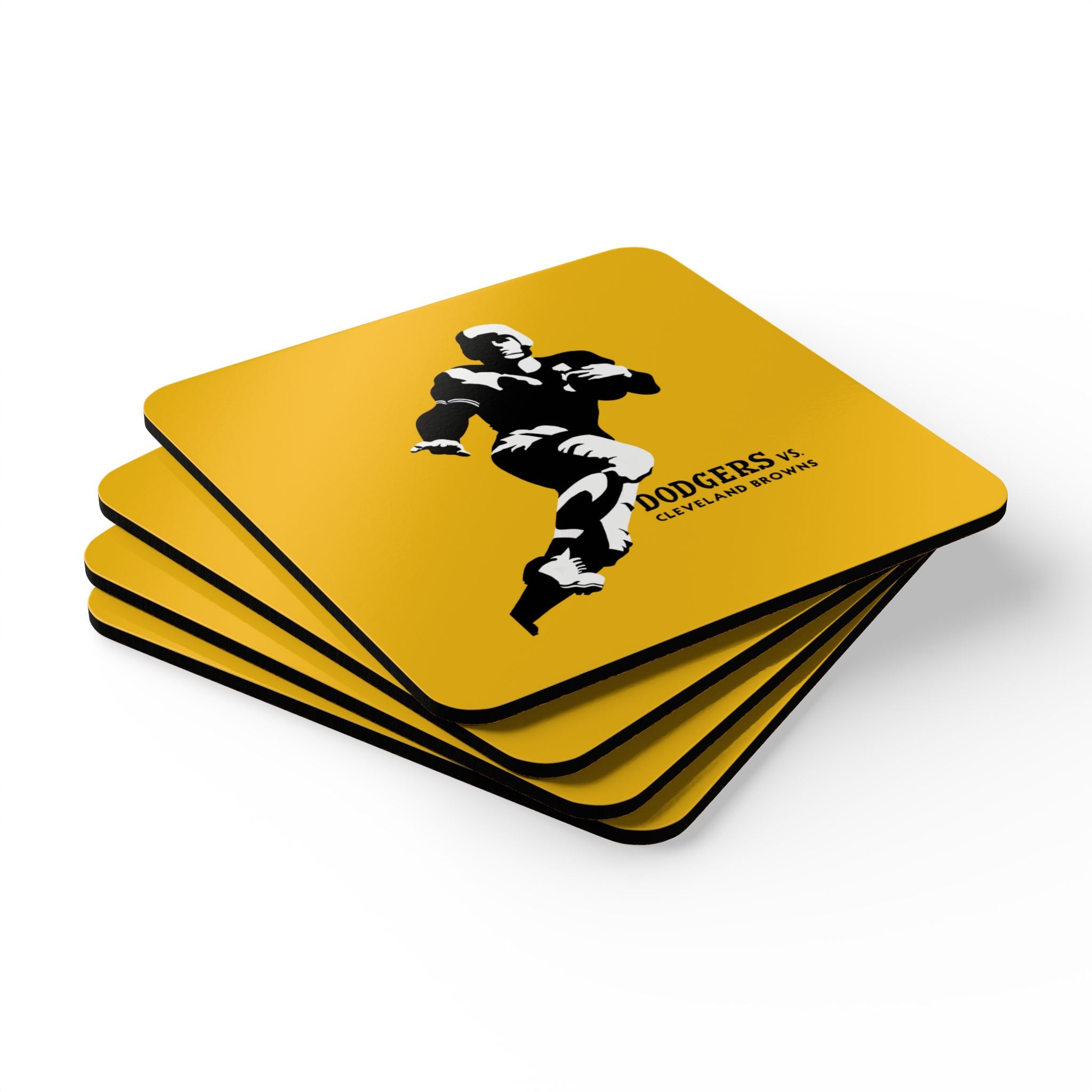 1947 Vintage Brooklyn Dodgers - Cleveland Browns Football - Corkwood Coaster Set
