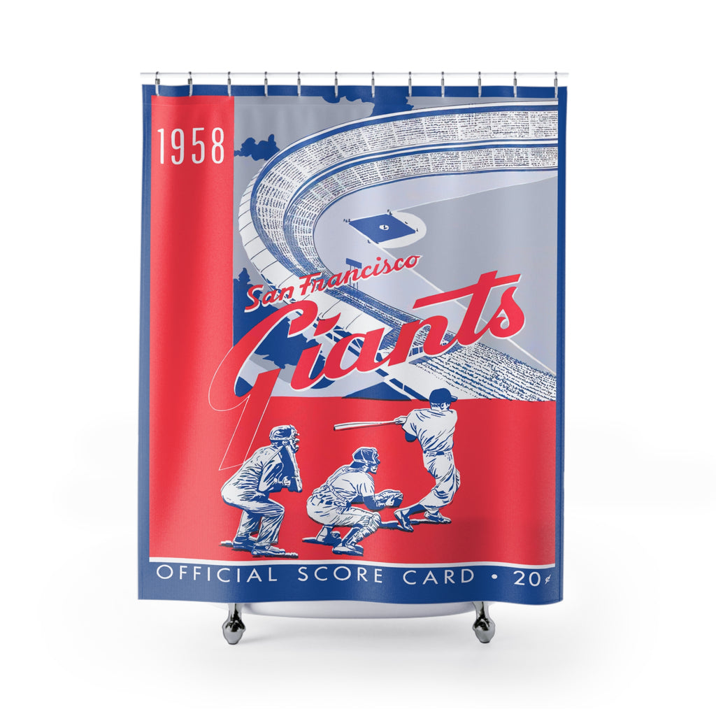 Vintage San Francisco Giants Shower Curtain - 1958 Baseball Memorabilia, Baseball Sports Decor, Giants Fan Gift, Bathroom Accessories