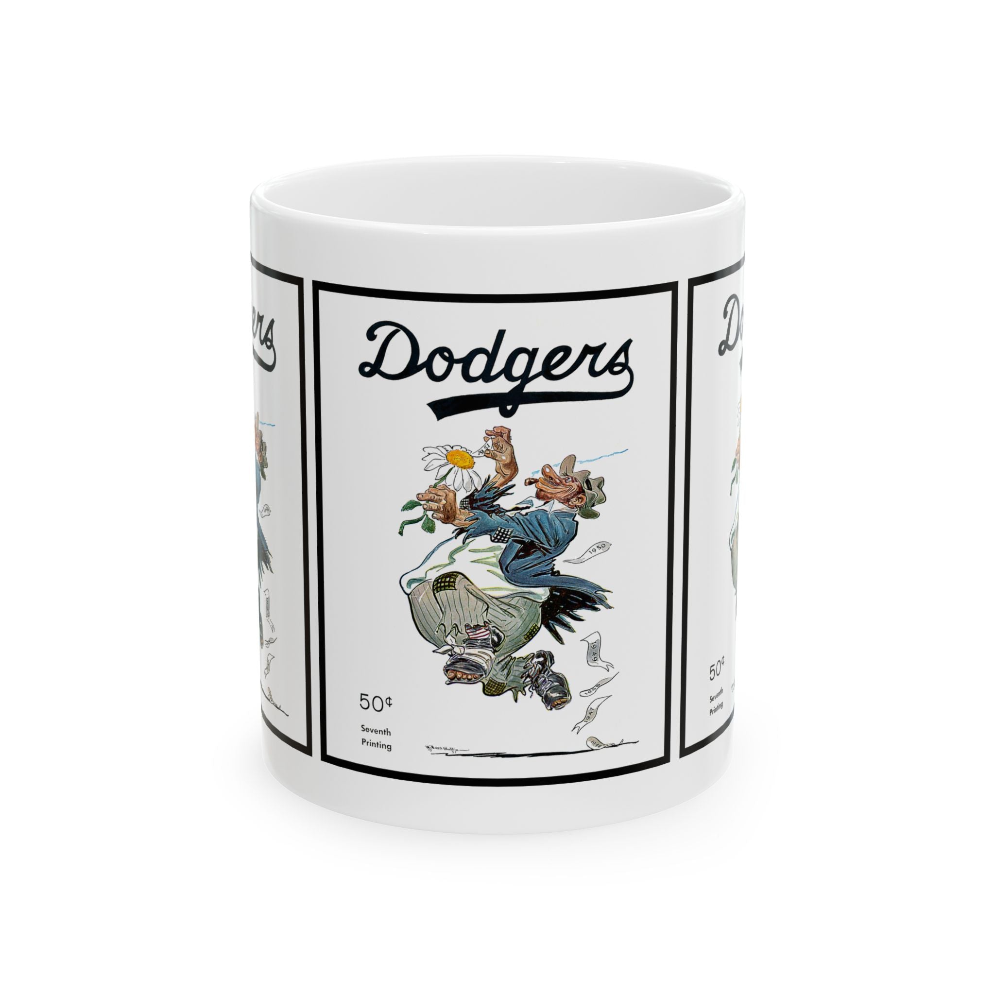 Vintage 1951 Baseball Brooklyn Dodgers Program Ceramic Mug, 11oz 15oz Cup Gift for Sports Fans, Retro Baseball Collector's Item, Coffee Mug