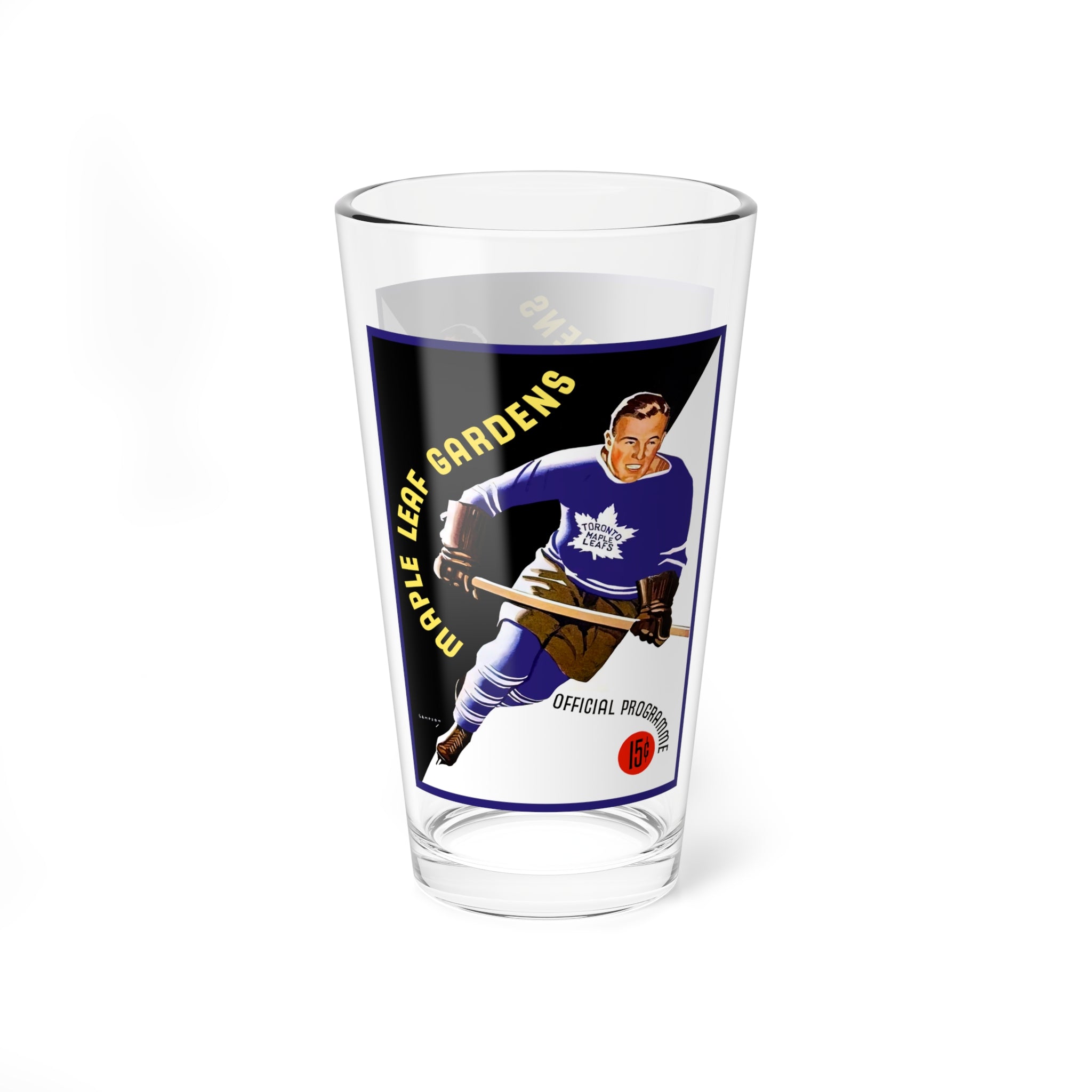 Mixing Glass, 16oz - 1938-1939 Hockey Toronto Maple Leafs, Gift for Sports Fans, Barware Decor, Vintage Hockey Theme Glass, Toronto Maple