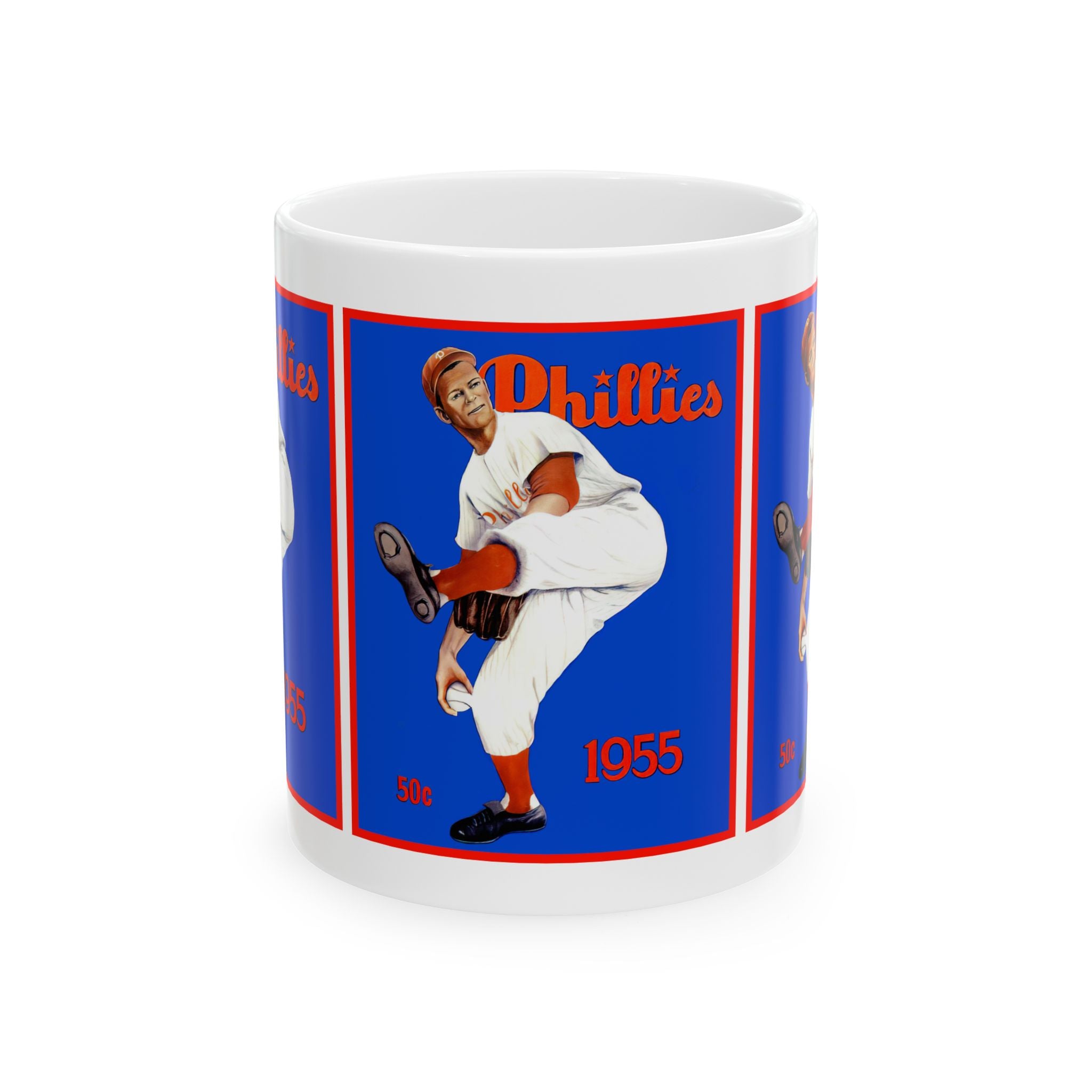 Ceramic Mug, 1955 Baseball Philadelphia Phillies Yearbook, Vintage Sports Fan Gift, Coffee Cup, Tea Mug, Baseball Lover Gift, Phillies
