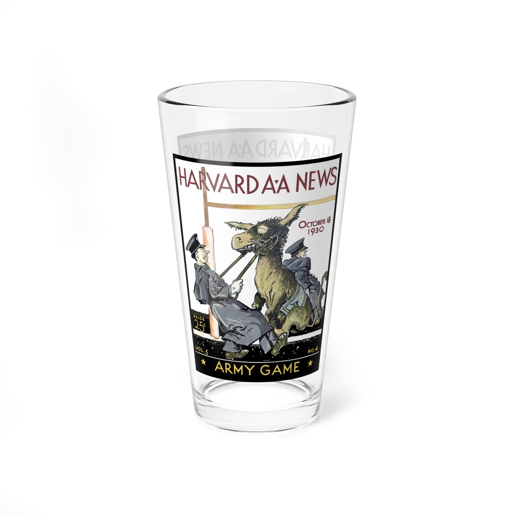 Mixing Glass, 16oz - Vintage 1930 Football Harvard-Army Decor, Barware Gift, Cocktail Glass, Retro Sports Fan Present, Unique Glassware