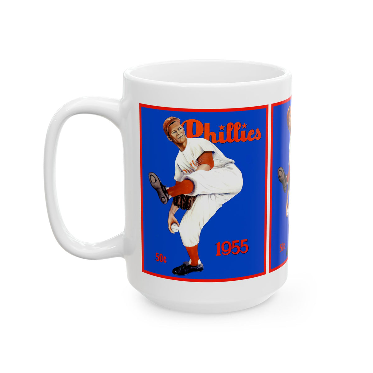Ceramic Mug, 1955 Baseball Philadelphia Phillies Yearbook, Vintage Sports Fan Gift, Coffee Cup, Tea Mug, Baseball Lover Gift, Phillies