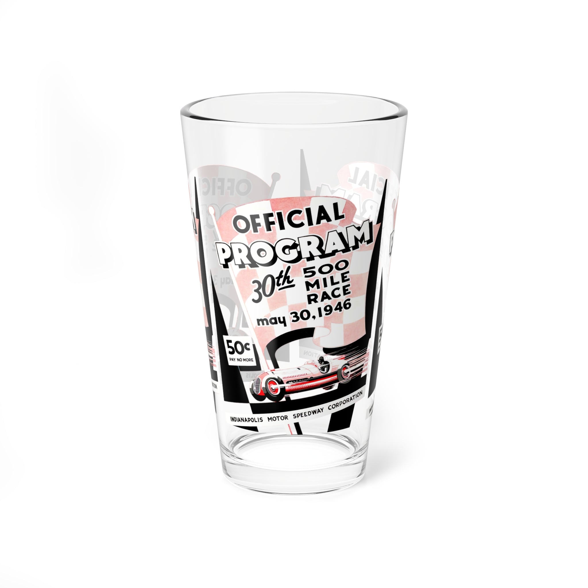 1946 Vintage Indianapolis 500 Racing Program Cover  -  Pint Glass, 16oz