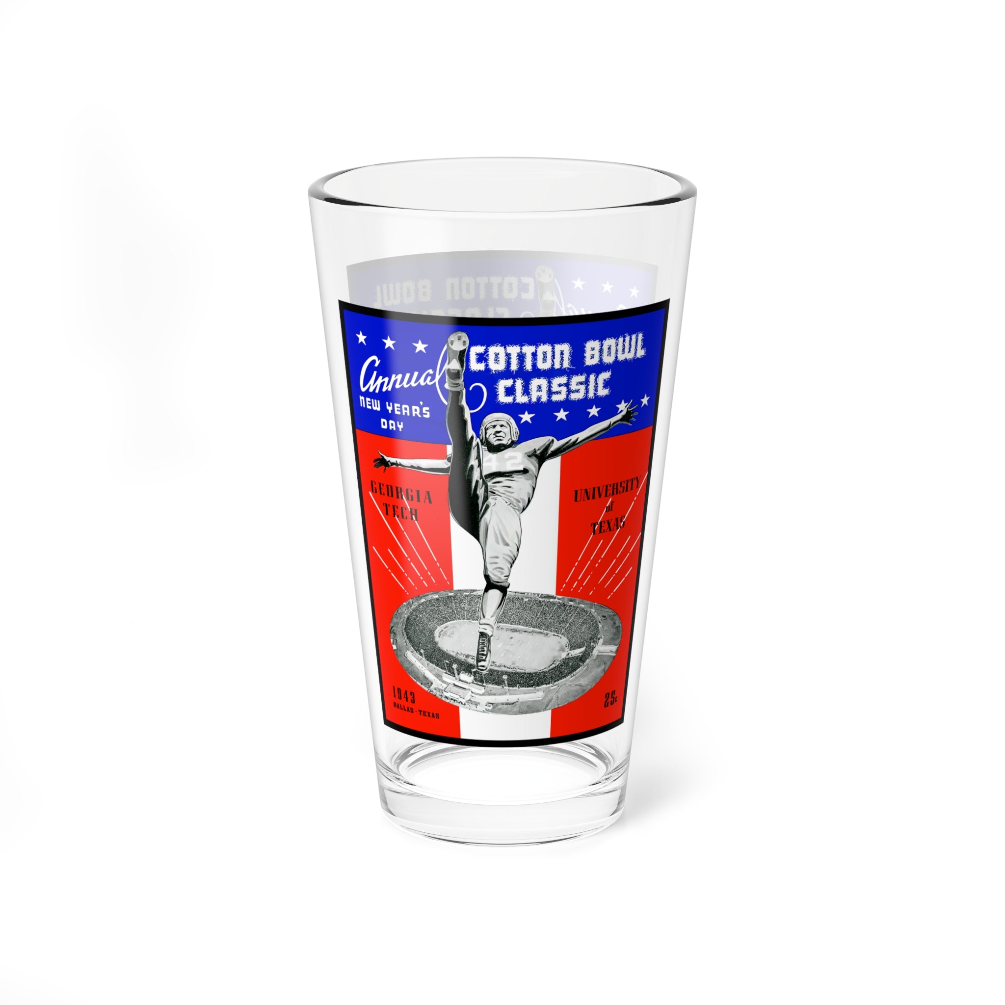 1943 Football Cotton Bowl Mixing Glass — Texas vs. Georgia Tech 16oz