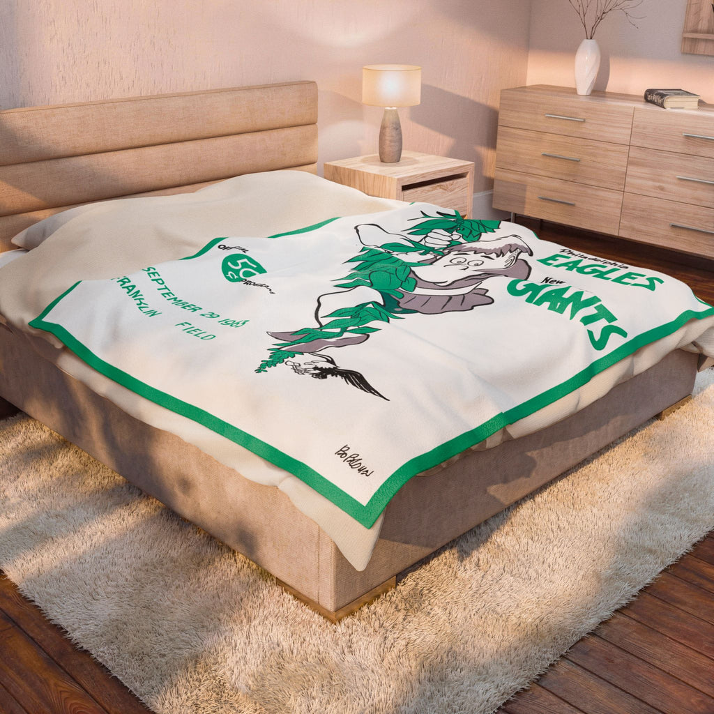 Football Plush Velveteen Blanket, Philadelphia Eagles New York Giants Fan Gift, Throw Blanket for Sports Enthusiasts, Game Day, Super Soft
