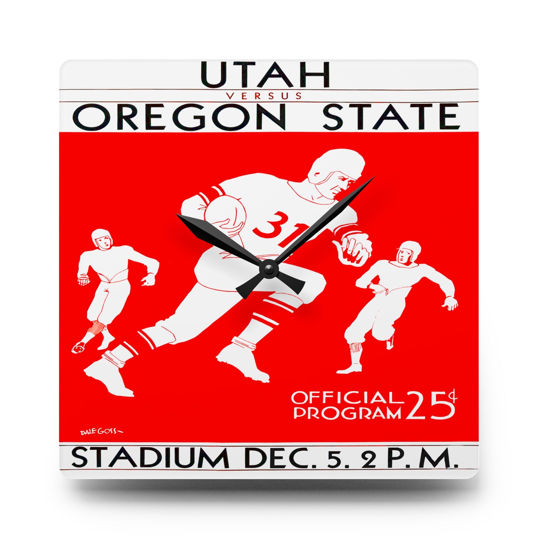 Vintage Football Program Acrylic Wall Clock, 1931 Utah Oregon State Football Program, Sports Memorabilia Clock, Unique Home Decor, Retro