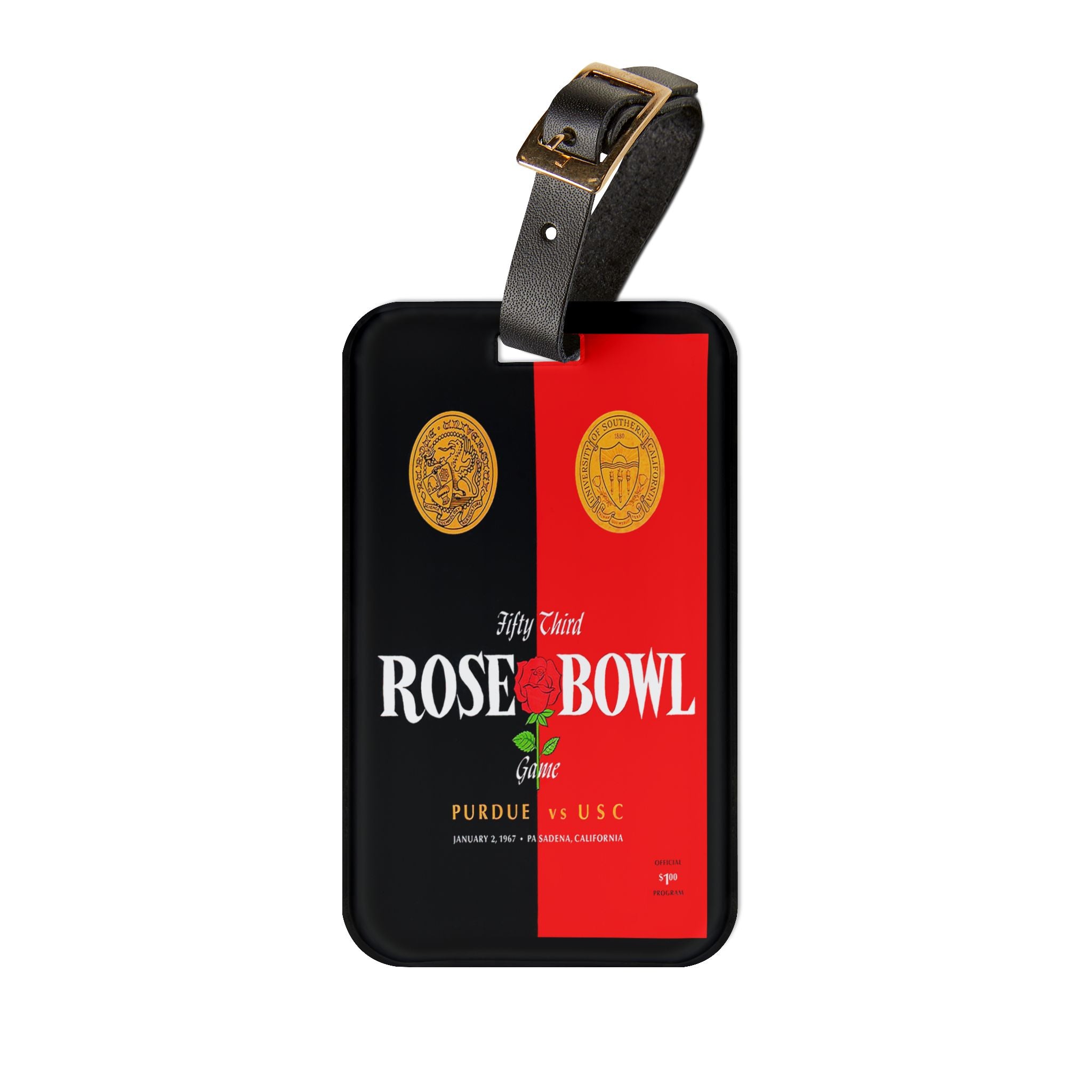1967 Football Rose Bowl Luggage Tag | Vintage Football Travel ID