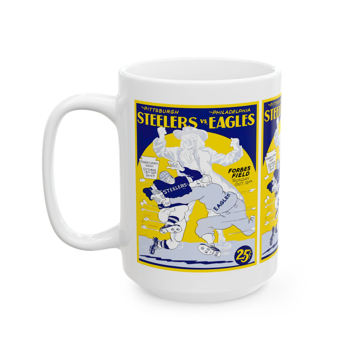 1947 Vintage Football Steelers vs Eagles  Game Program Cover Ceramic Mug (11oz, 15oz)