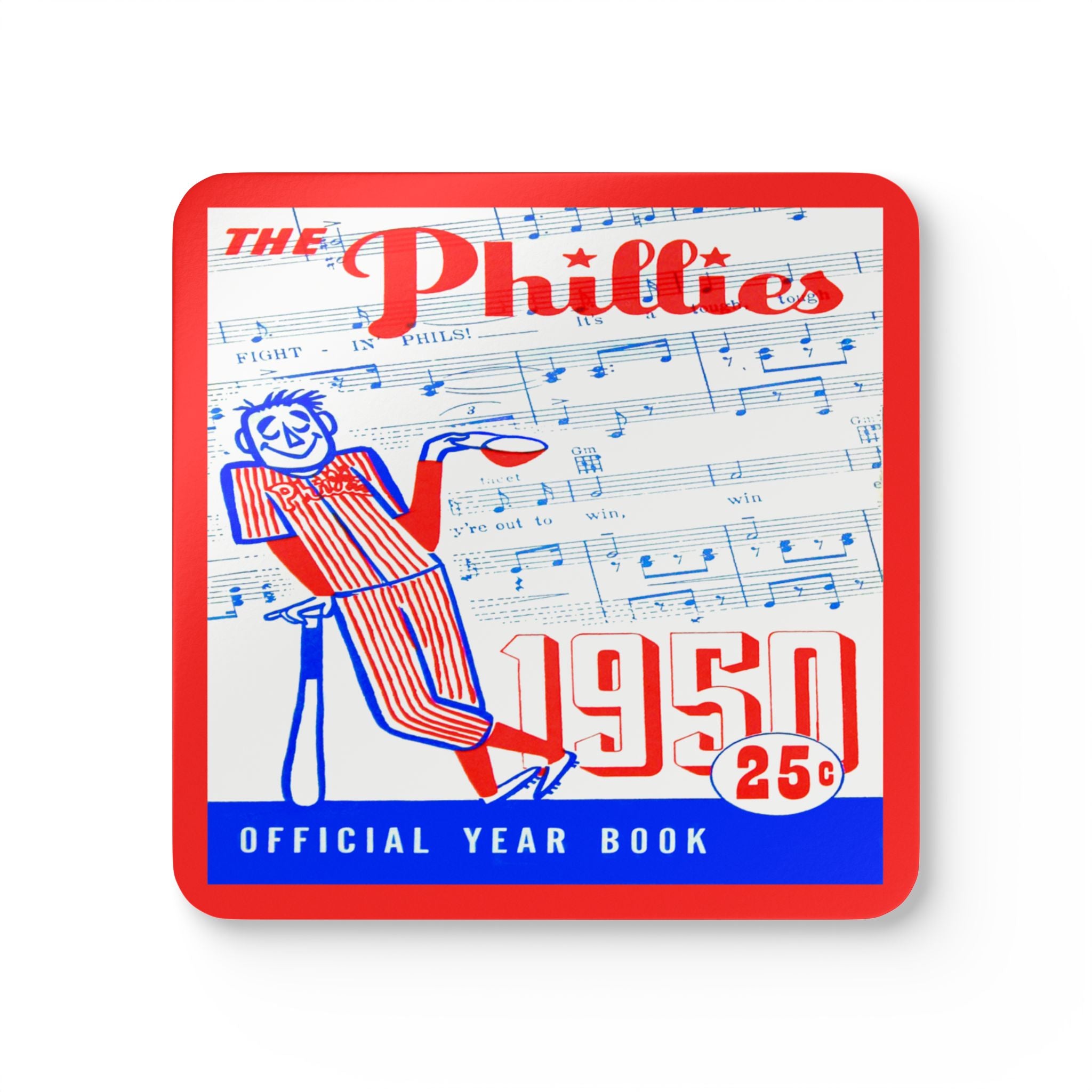 1950 Vintage Philadelphia Phillies Program Cover - Corkwood Coaster Set