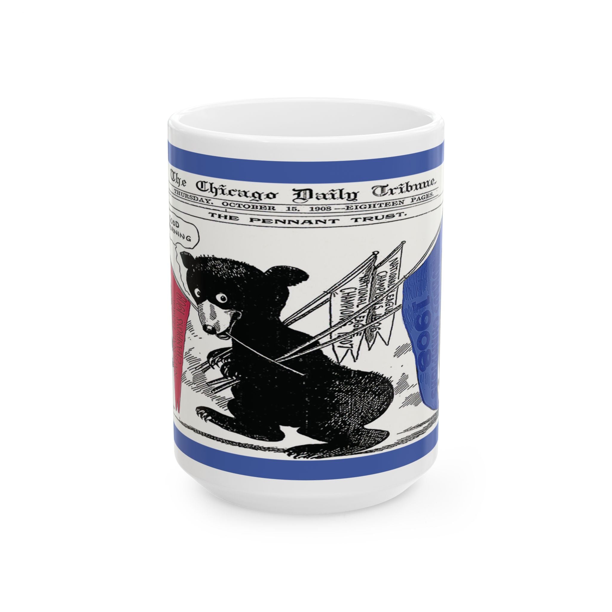 Vintage 1908 Cubs World Series Cartoon Mug, Chicago Baseball Fan Gift, 11oz, 15oz Cup, World Champions, Baseball Lover Gift, Sports Fan Mug,