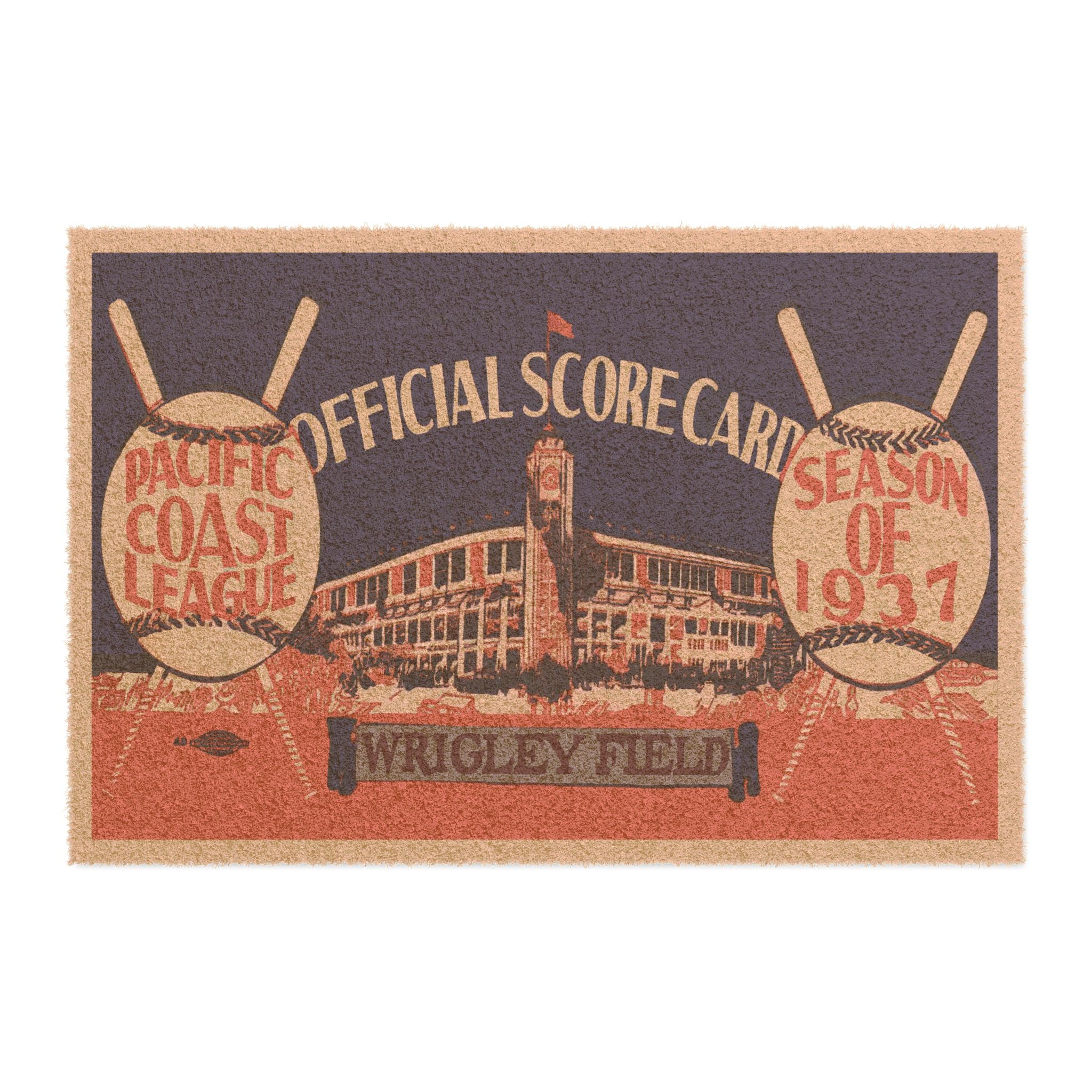 Vintage 1937 Pacific Coast League Baseball Scorecard Doormat