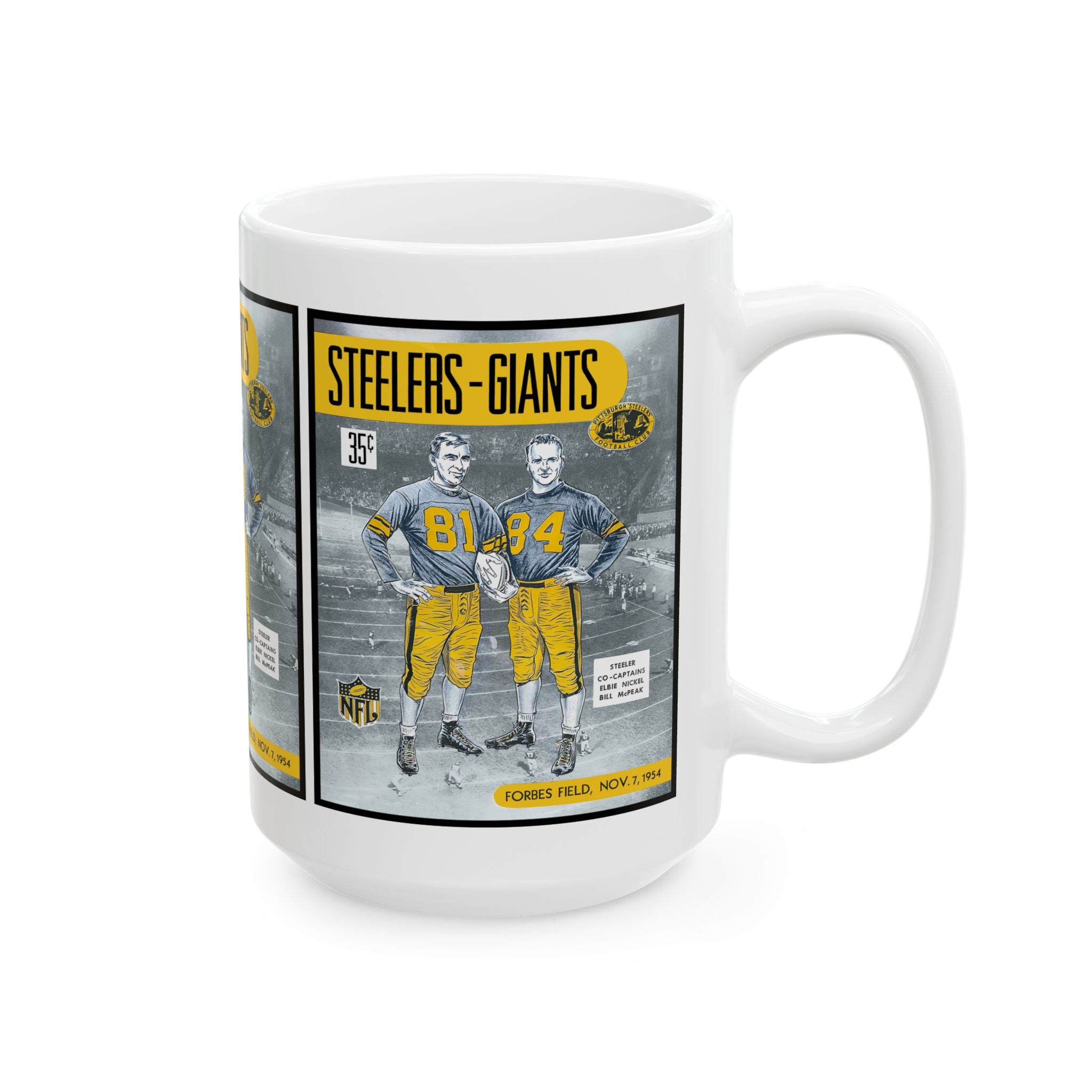 1954 Football Giants vs Steelers Ceramic Mug — Vintage Game Day Coffee Cup (11oz, 15oz)