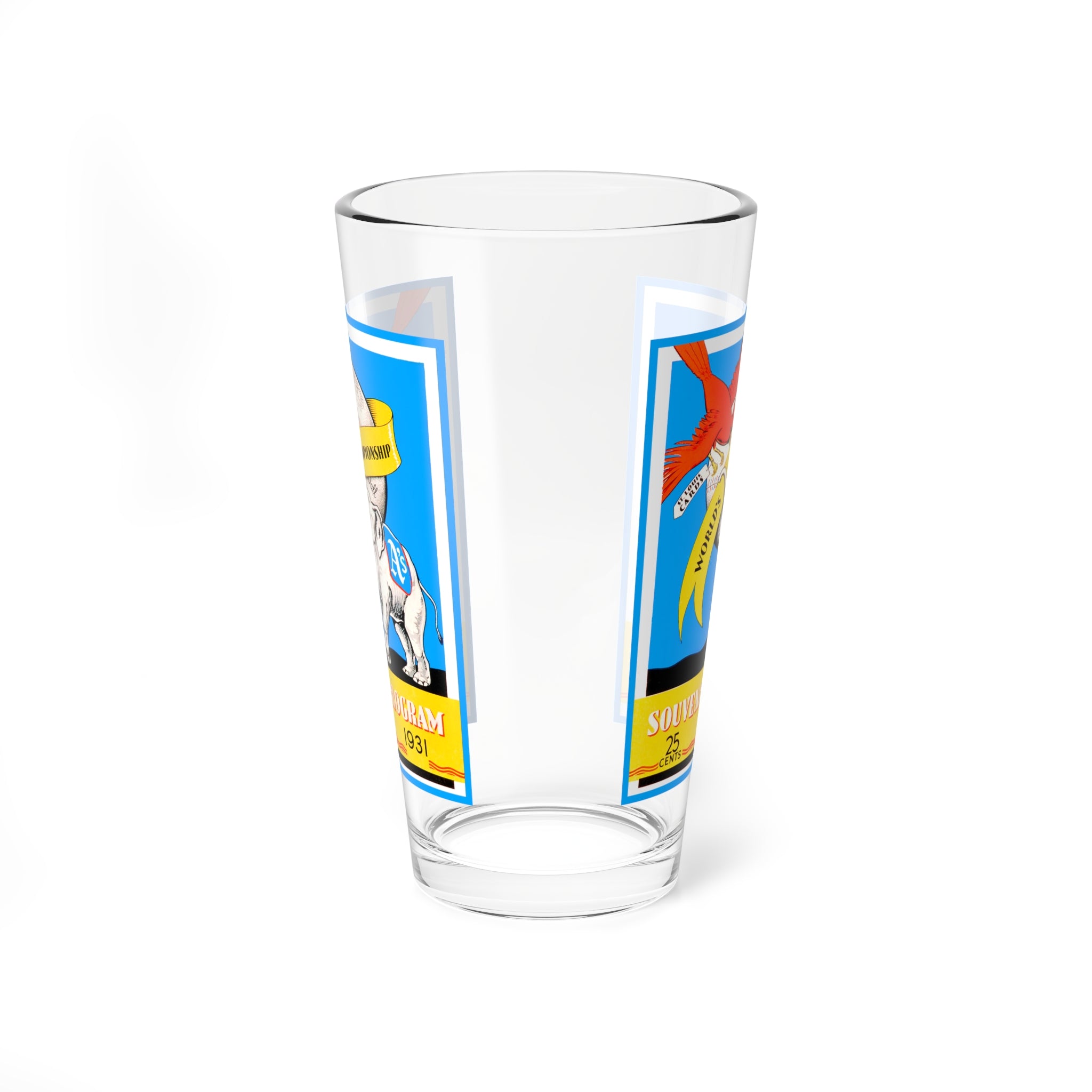 Mixing Glass, 16oz - Vintage 1931 Baseball World Series Philadelphia A's St Louis Cardinals, Cocktail Cup, Unique Barware, Sports