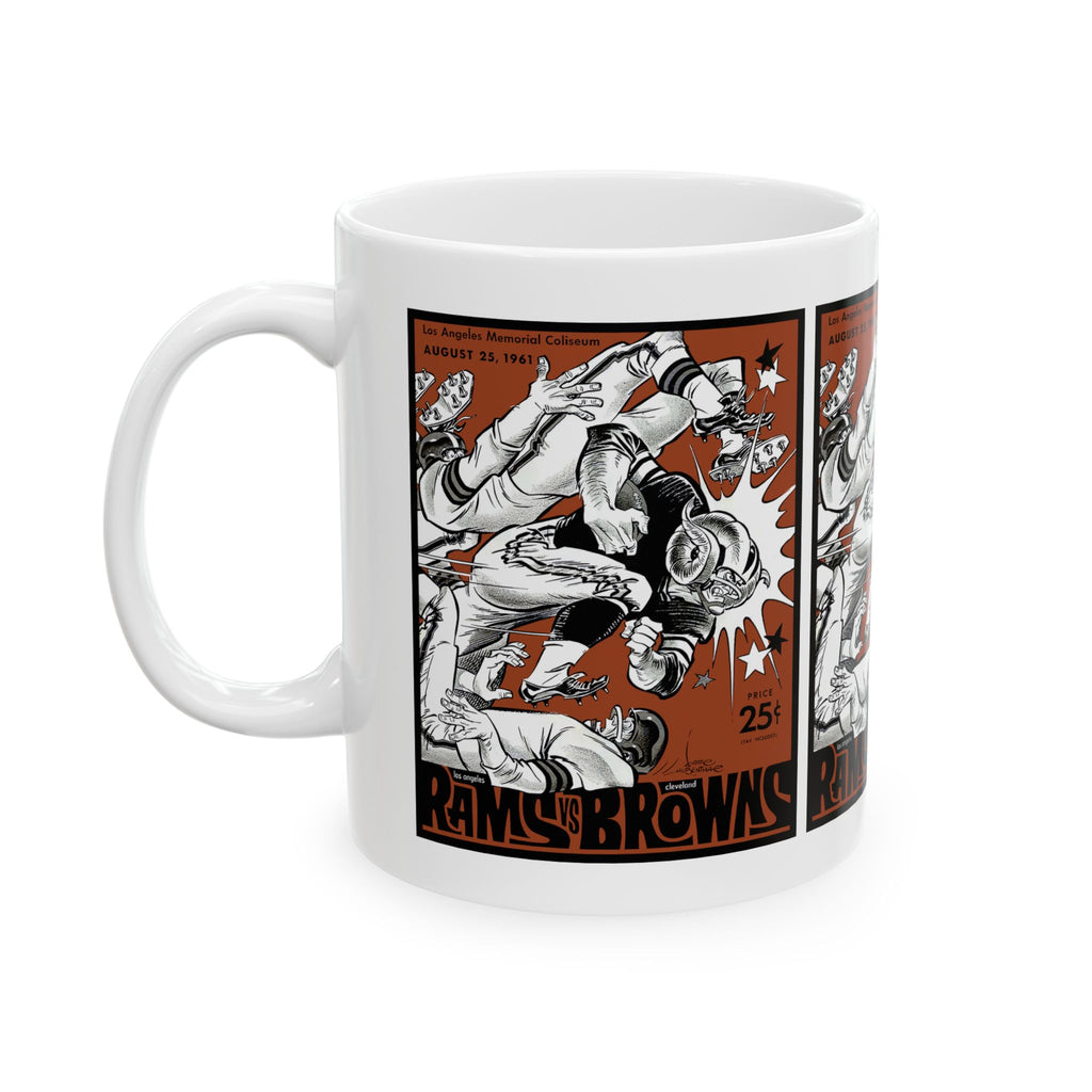 Vintage Football Poster Ceramic Mug — Rams vs Browns Retro Game Program Cover (11oz, 15oz)
