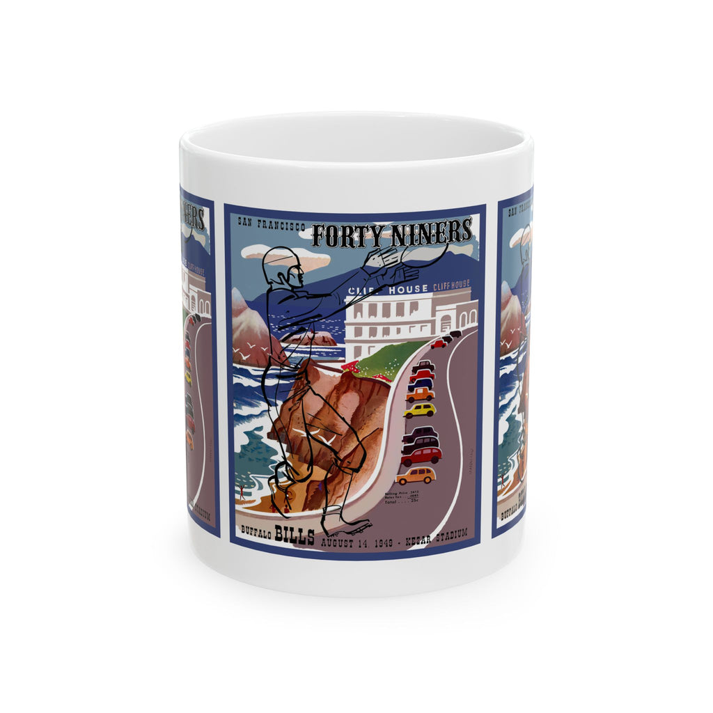 1949 Vintage San Francisco 49ers - Buffalo Bills - Football Program Cover - Ceramic Mug, 11oz