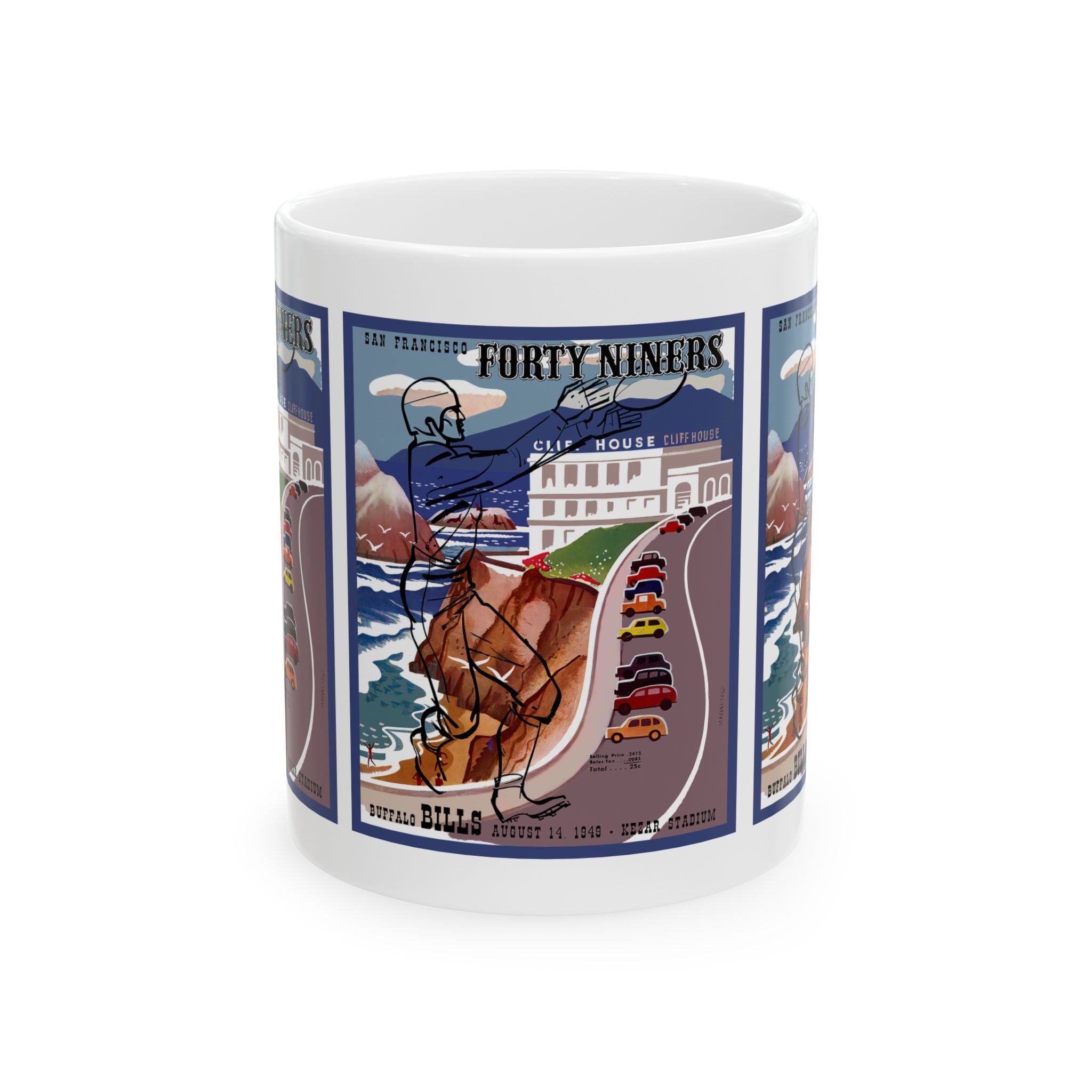 1949 Vintage San Francisco 49ers - Buffalo Bills - Football Program Cover - Ceramic Mug, 11oz