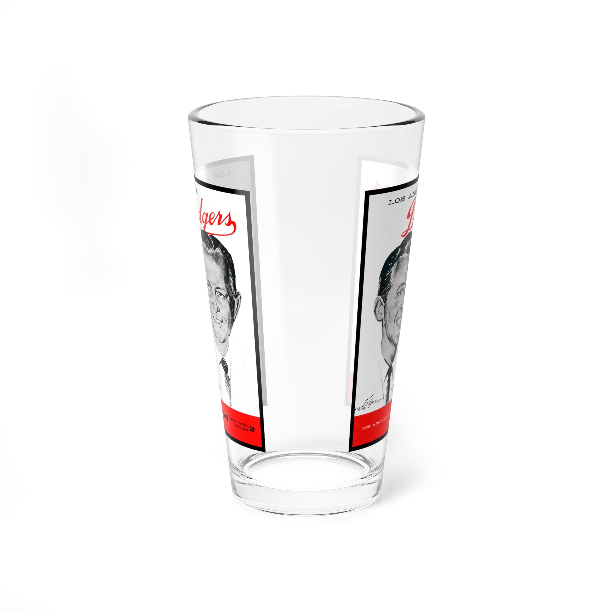 Mixing Glass, 16oz - 1960 Baseball Dodgers - Vin and Jerry, Custom Sports Fan Gift, Baseball Themed Glassware, Cocktail Mixing Glass, Unique