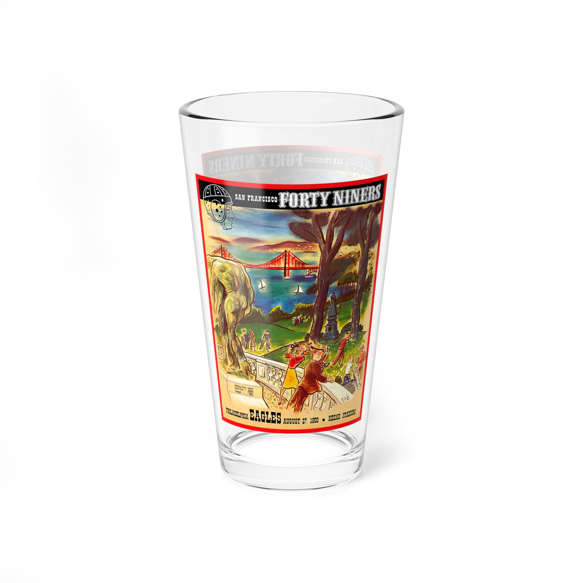1950 Forty Niners - Eagles Vintage Program Cover 16oz Mixing Glass