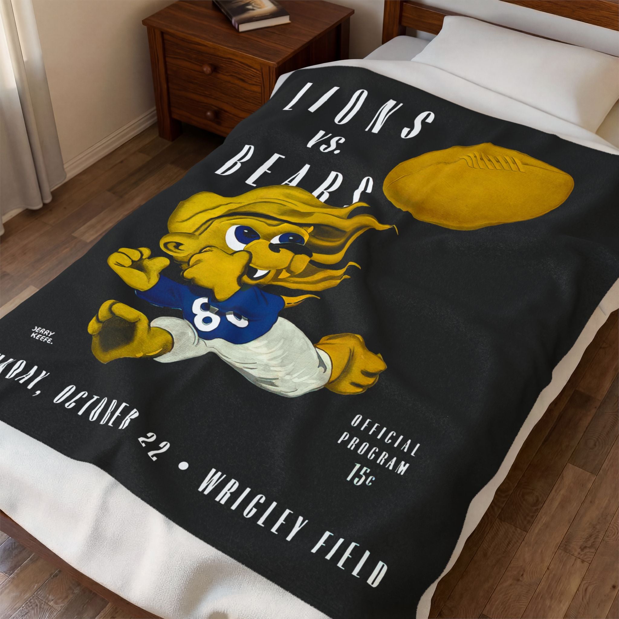 Velveteen Plush Blanket, 1944 Vintage Detroit Lions Football Program, Throw Blanket, Home Decor, Gift for Sports Fans, Game Day Blanket