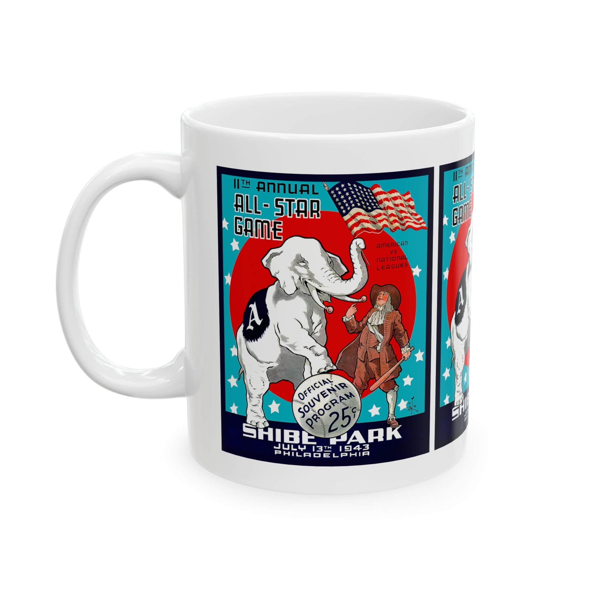 1943 Vintage All-Star Baseball Game Program Cover - Shibe Park, Philadelphia  - Ceramic Mug, 11oz