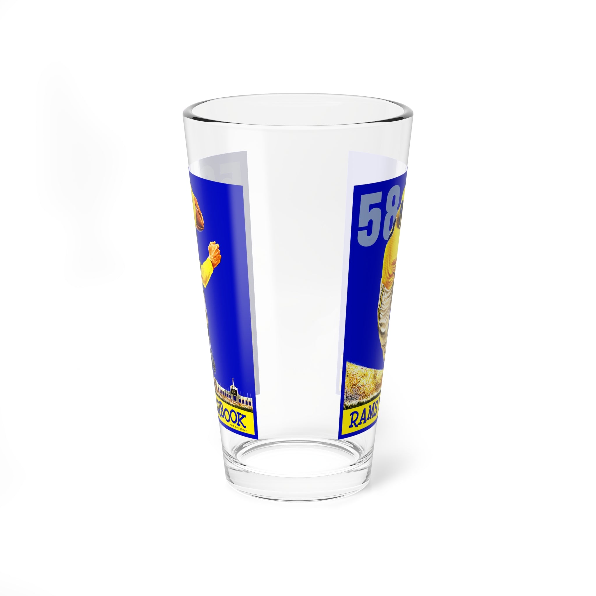 1958 Football Los Angeles Rams Yearbook Mixing Glass, 16oz - Vintage Sports Memorabilia, Barware Gift, Game Day Glassware, Sports Fan Decor,
