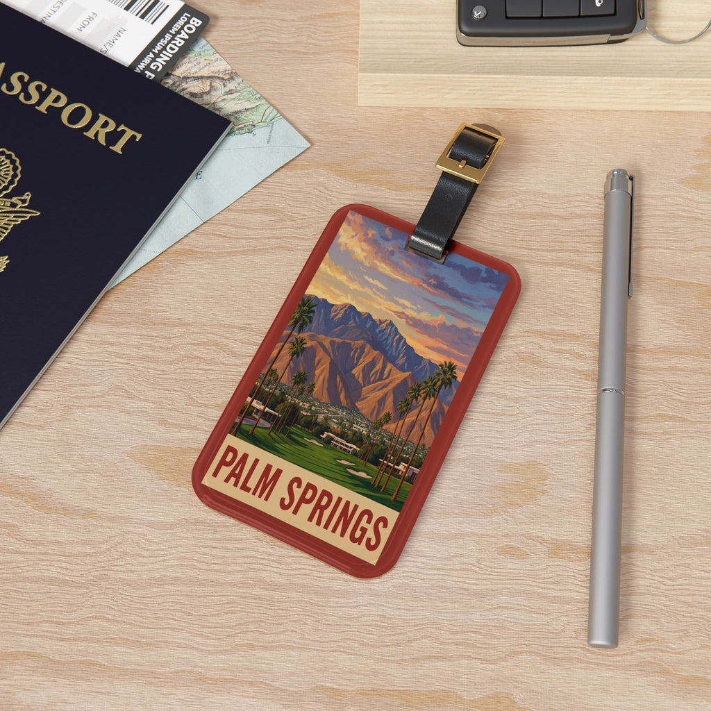 Palm Springs WPA style Luggage Tag | Retro Midcentury Travel Art
