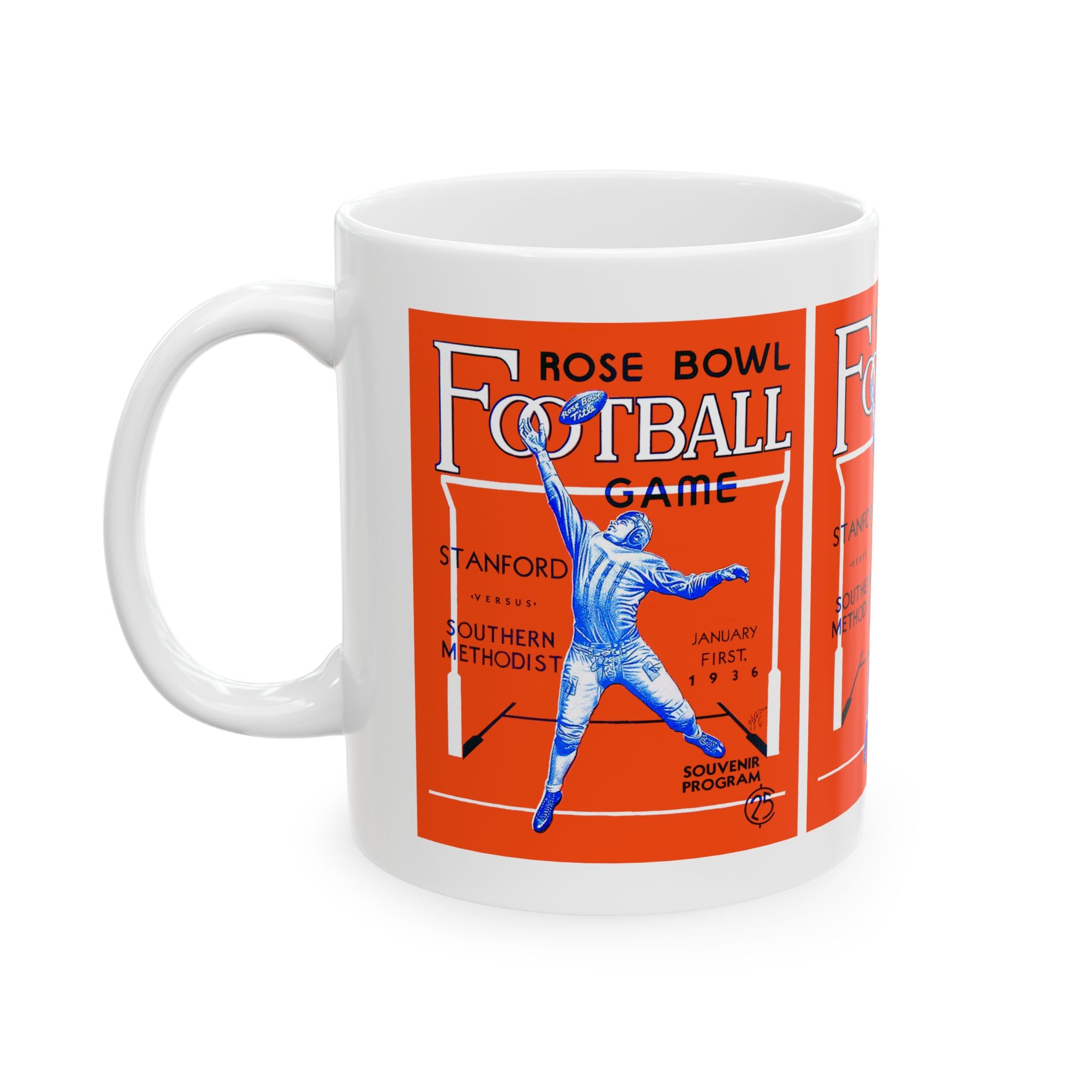 College Football 1936 Rose Bowl Ceramic Mug, 11oz 15oz - SMU Stanford Fan Gift, Sports Memorabilia, Game Day Cup, Vintage Athletics
