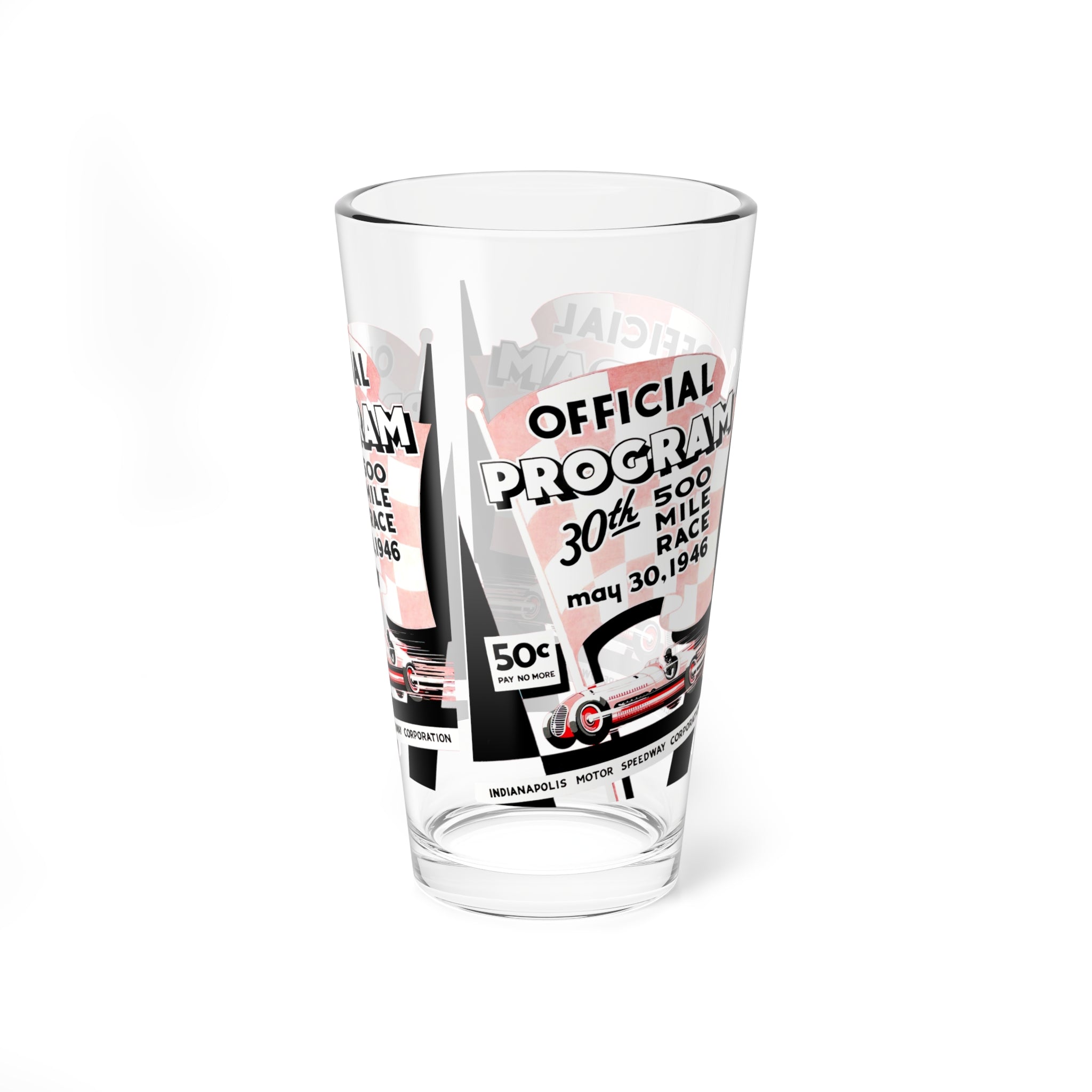 1946 Vintage Indianapolis 500 Racing Program Cover  -  Pint Glass, 16oz