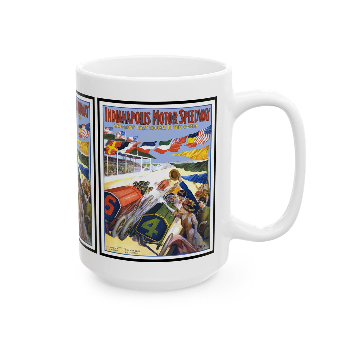 Vintage Indy 500 Ceramic Mug, Retro Racing Cup, Gift for Car Enthusiasts, Coffee Lover, Father's Day Present, Speedway Racing Fan, Vintage