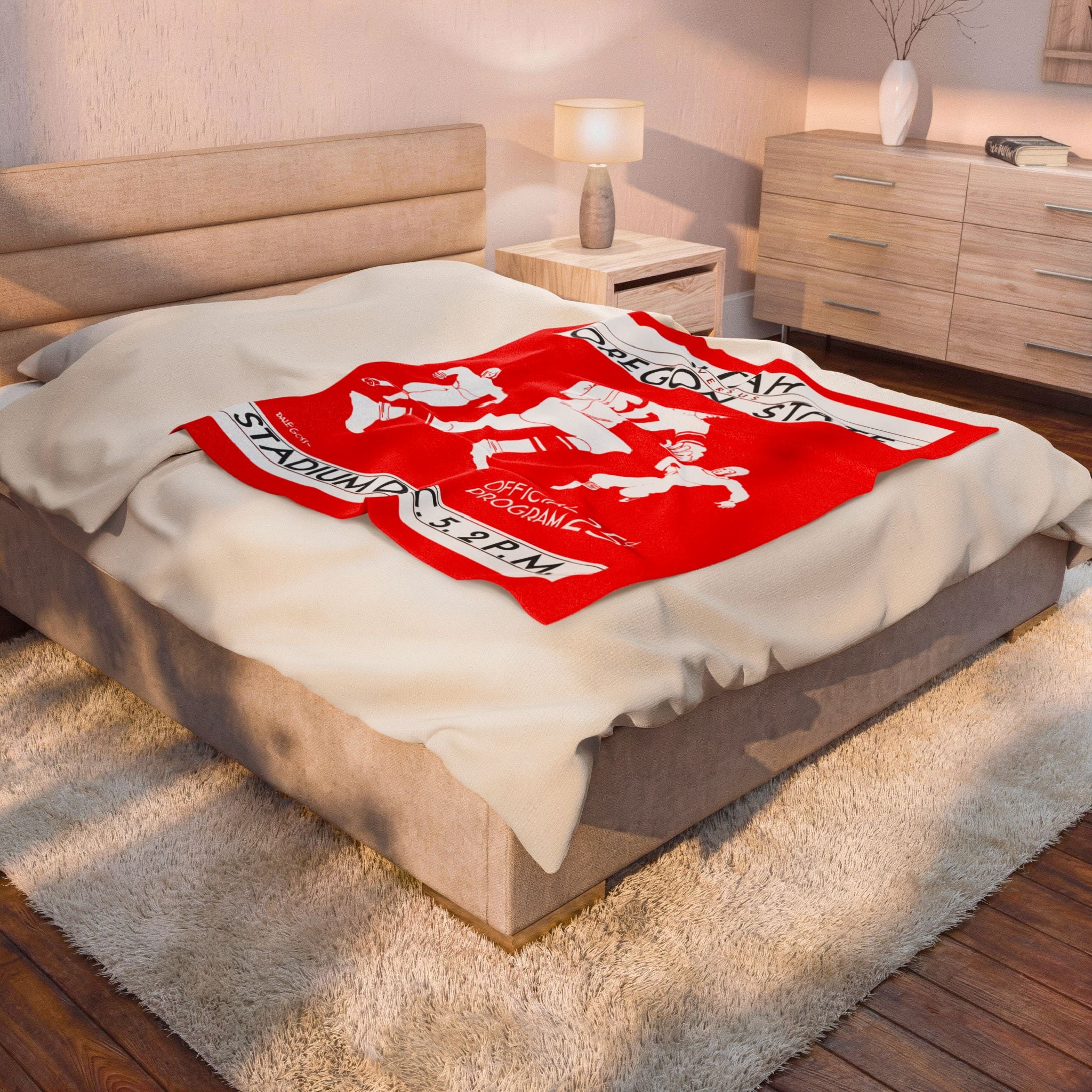 Velveteen Plush Blanket - 1931 Utah Oregon State Football Program, Cozy Blanket, Gift for Sports Fans, Home Decor, Game Day Throw, Unique