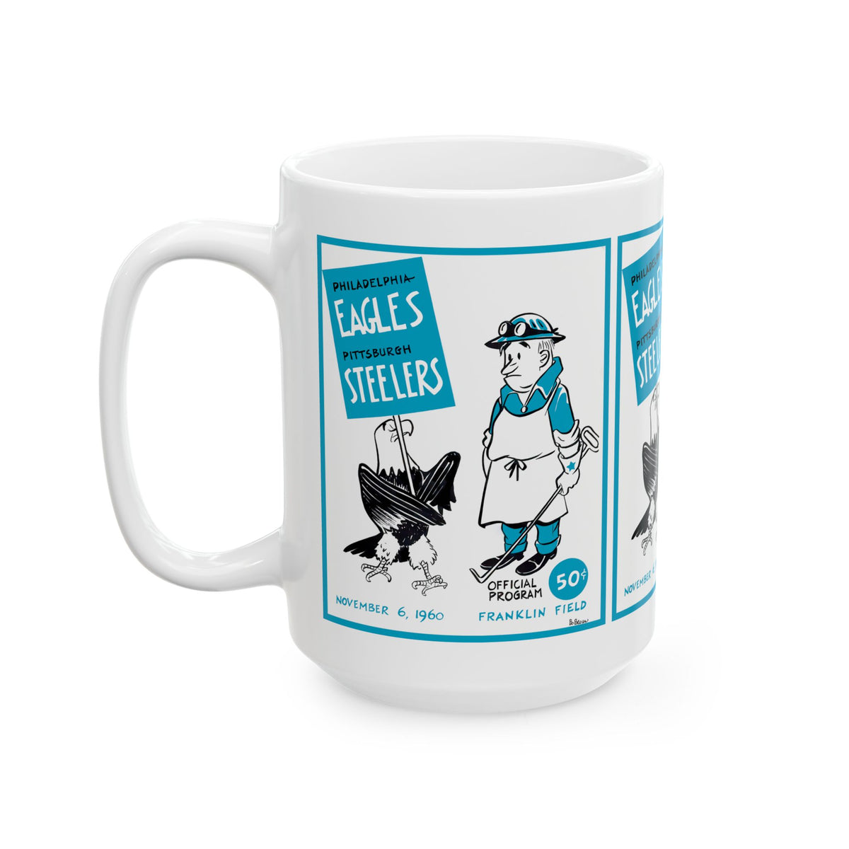 Retro Ceramic Mug, Vintage 1960 Football Eagles-Steelers Fan Cup, Sports Memorabilia Gift, Collectible Coffee Mug, 11oz 15oz