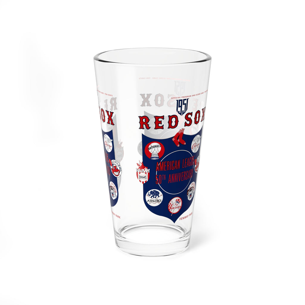 1951 Vintage Red Sox Baseball Program Cover- American League -  Pint Glass, 16oz