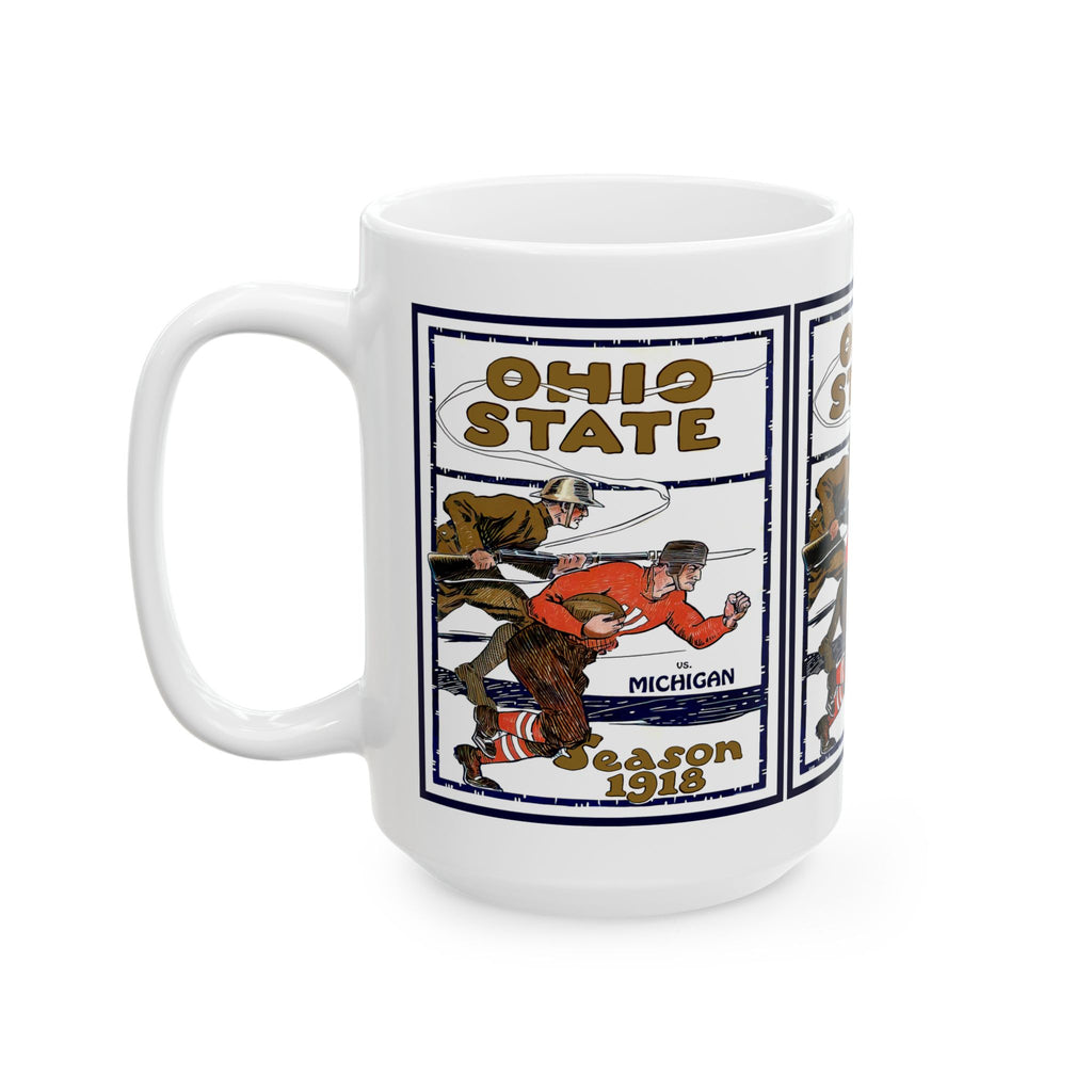 College Football Ceramic Mug, 1918 Ohio State Michigan Football, Sports Fan Gift, Football Fan Cup, Unique Pottery Mug, Game Day Drinkware