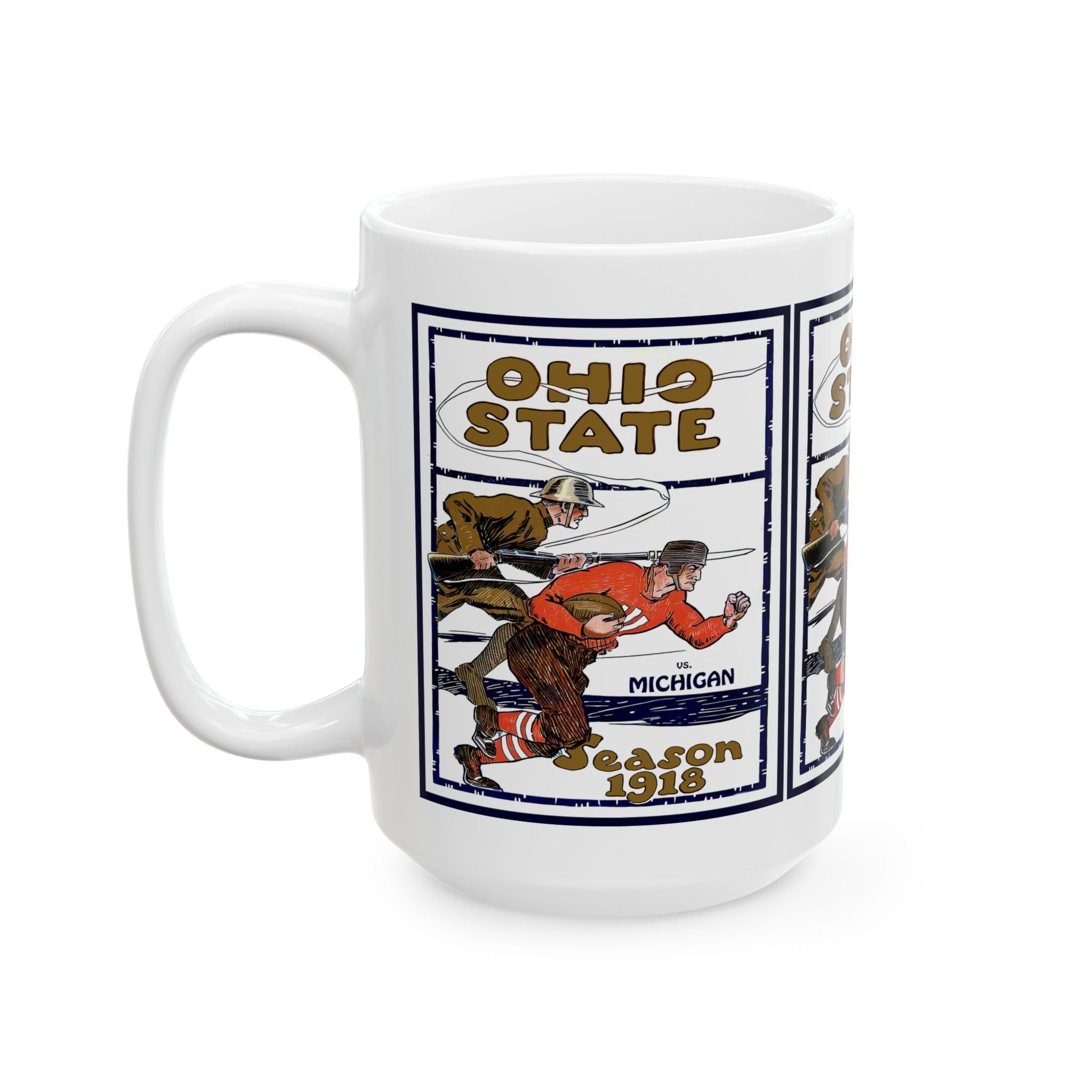 College Football Ceramic Mug, 1918 Ohio State Michigan Football, Sports Fan Gift, Football Fan Cup, Unique Pottery Mug, Game Day Drinkware