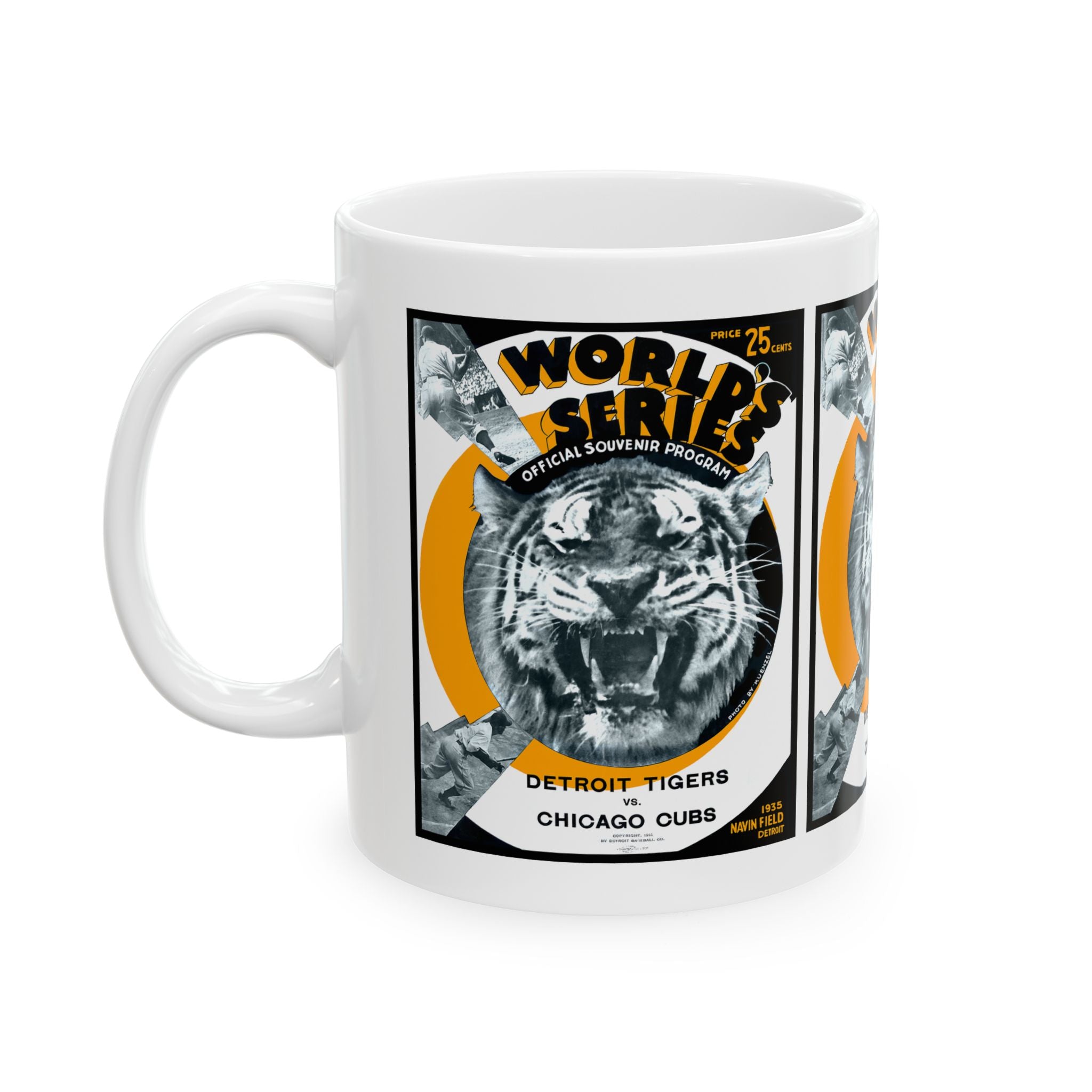 Vintage Baseball World Series Ceramic Mug, 1935 Tigers Cubs, Sports Fan Gift, Coffee Cup, Tea Mug, Baseball Memorabilia Decor, Gift for Dad